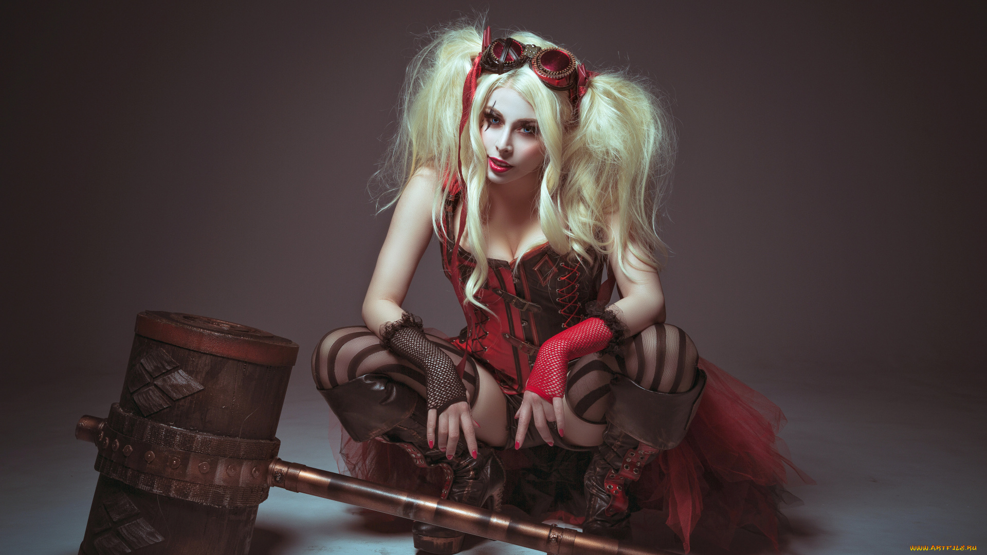 девушки, -, креатив, , косплей, девушка, косплей, темный, фон, поза, yuriko, tiger