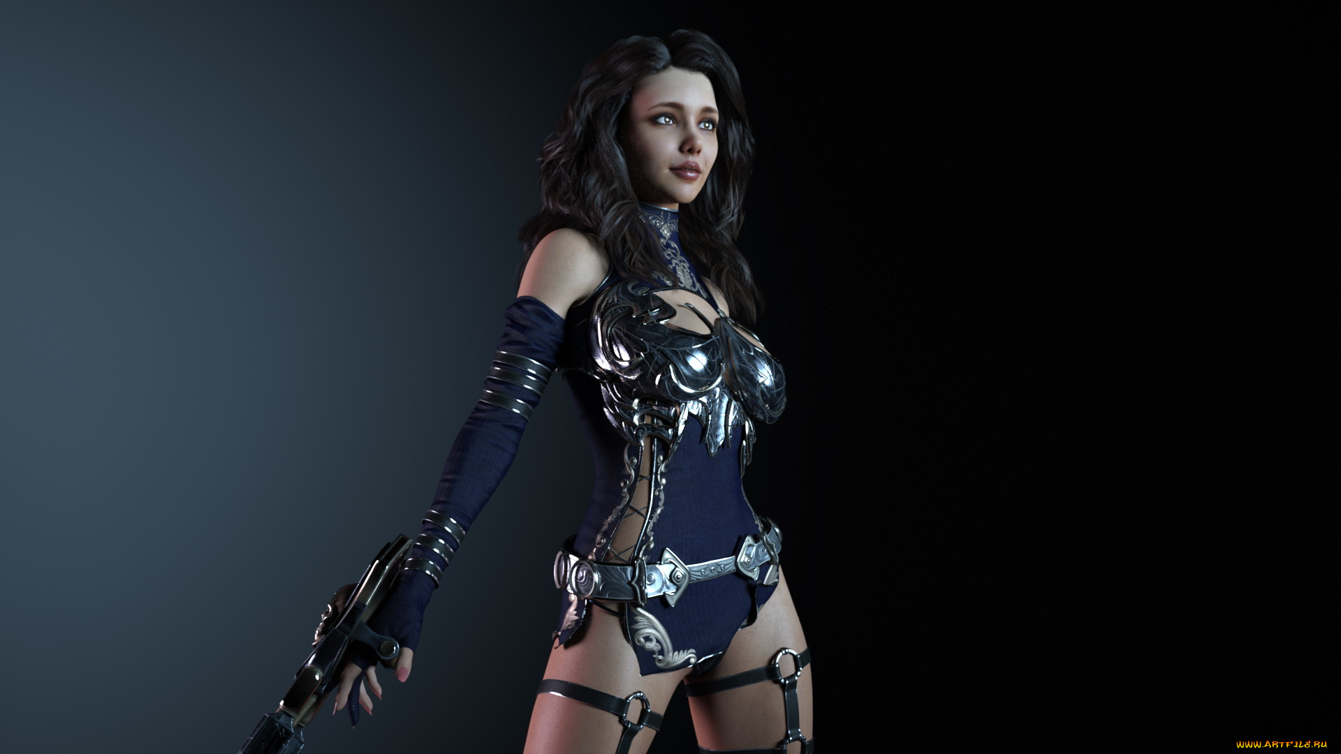 3д, графика, фантазия, , fantasy, девушка, фон, улыбка, униформа