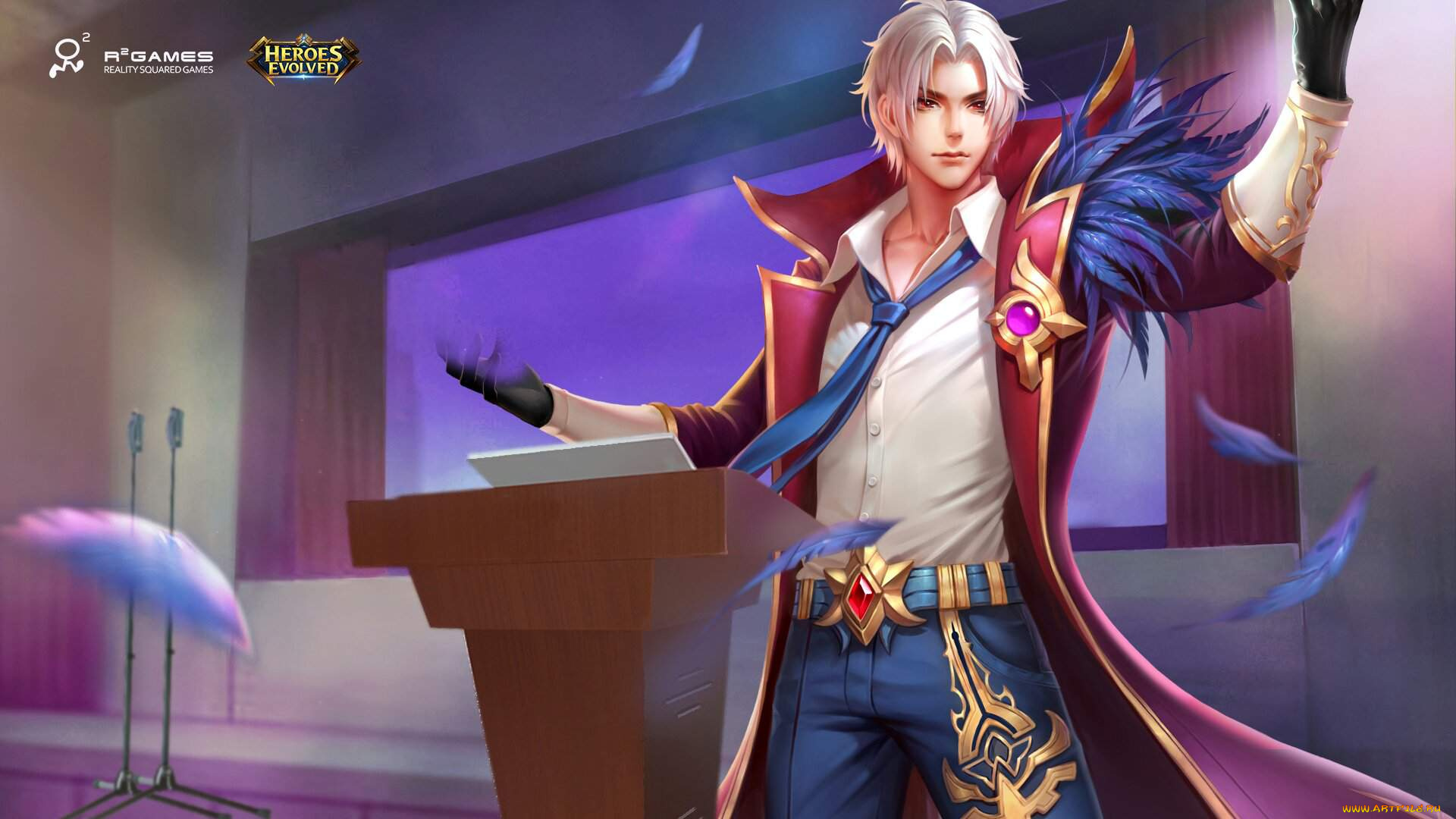 видео, игры, heroes, evolved, парень, перья, трибуна