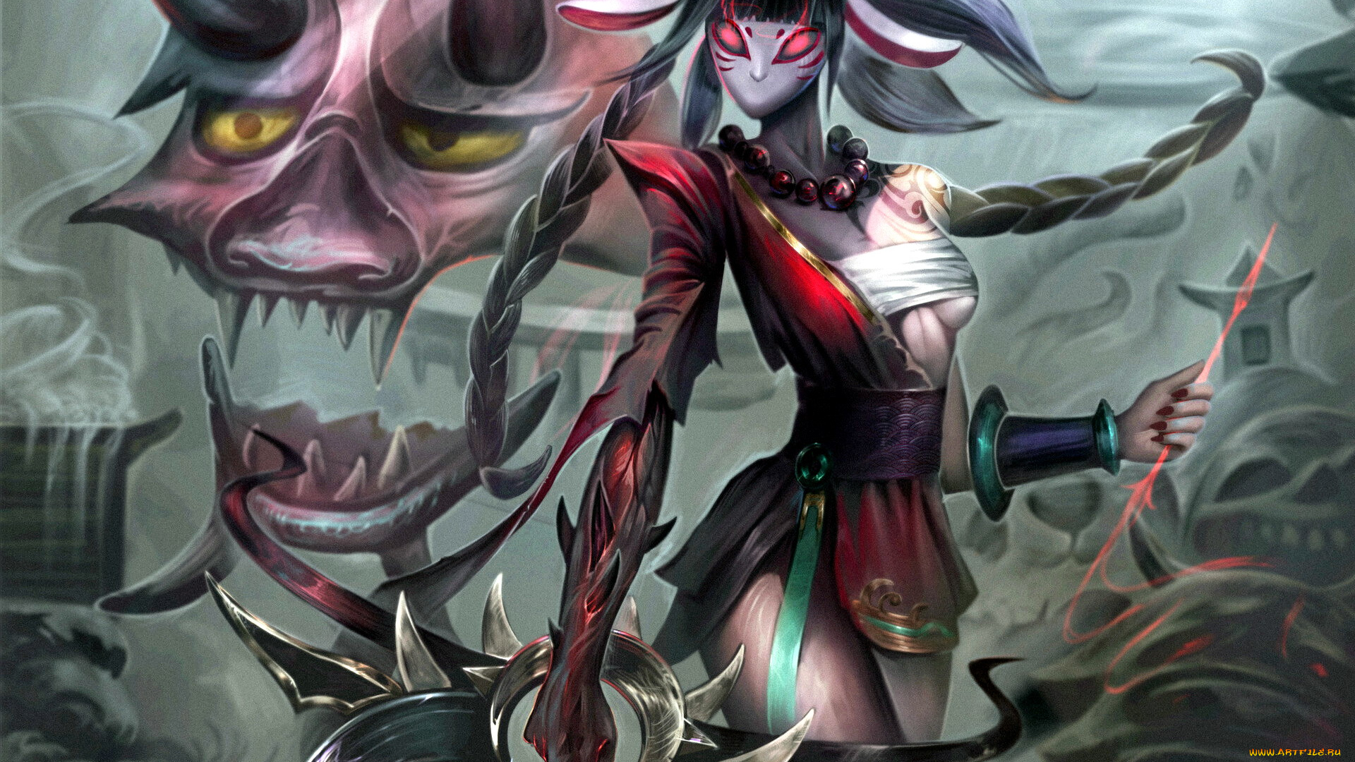 видео, игры, league, of, legends, kindred, дух, оружие