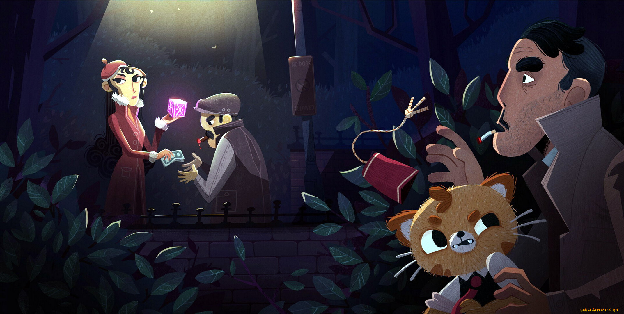 аниме, unknown, , другое, , люди, животное, кусты, шпионы, сделка