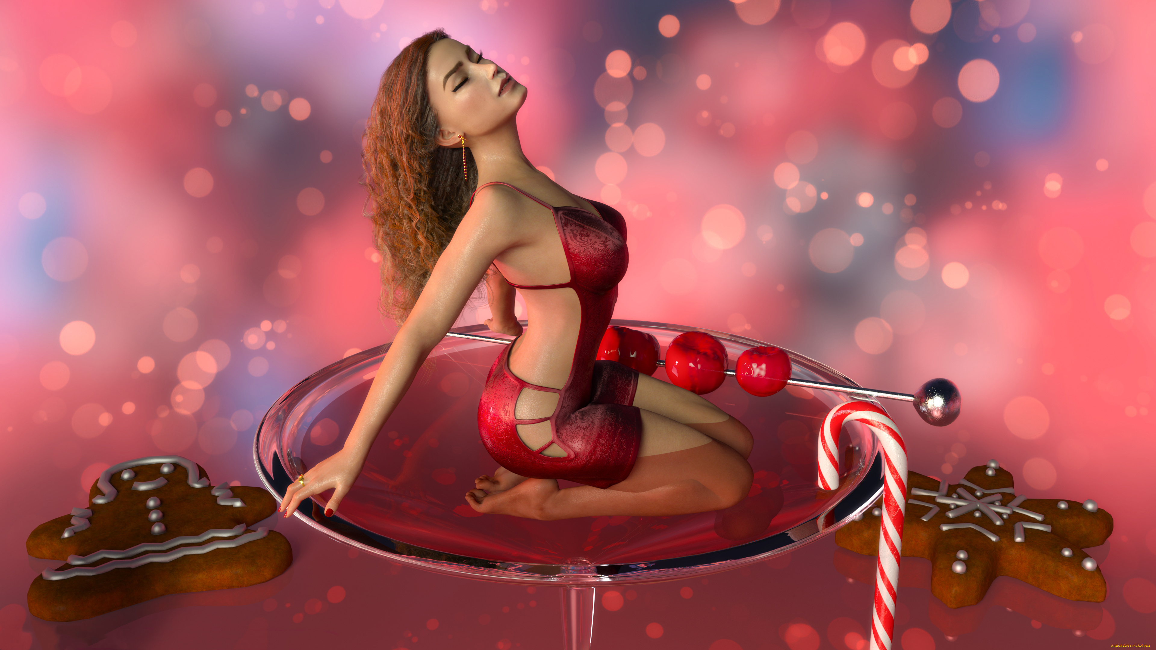 3д, графика, фантазия, , fantasy, девушка, фон, платье