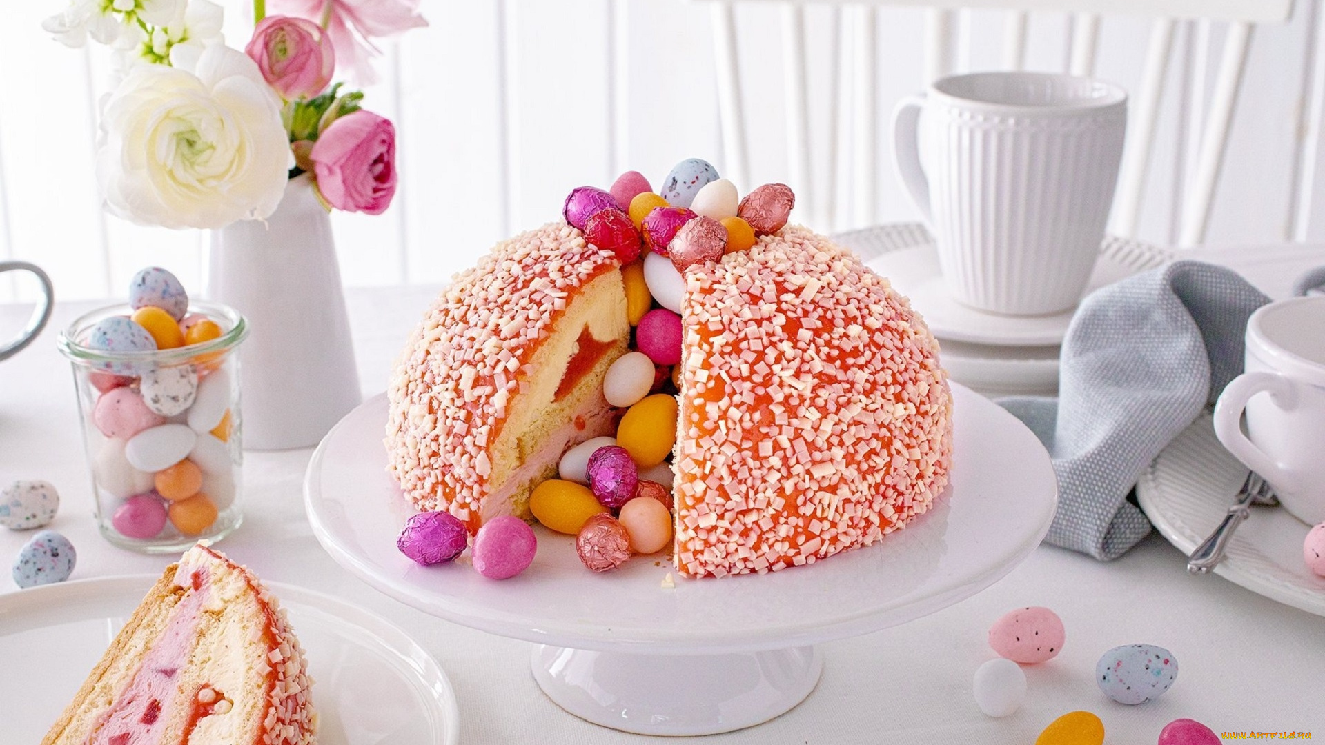 праздничные, пасха, букет, пирог, яйца, пасхальные