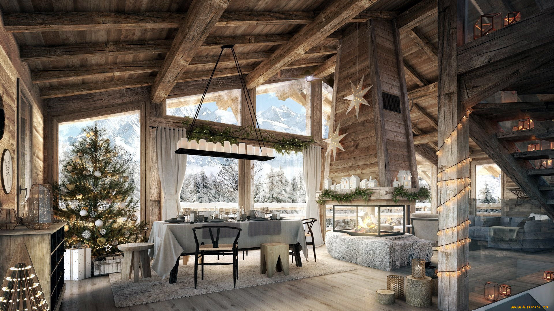 праздничные, ёлки, гостиная, елка, украшения