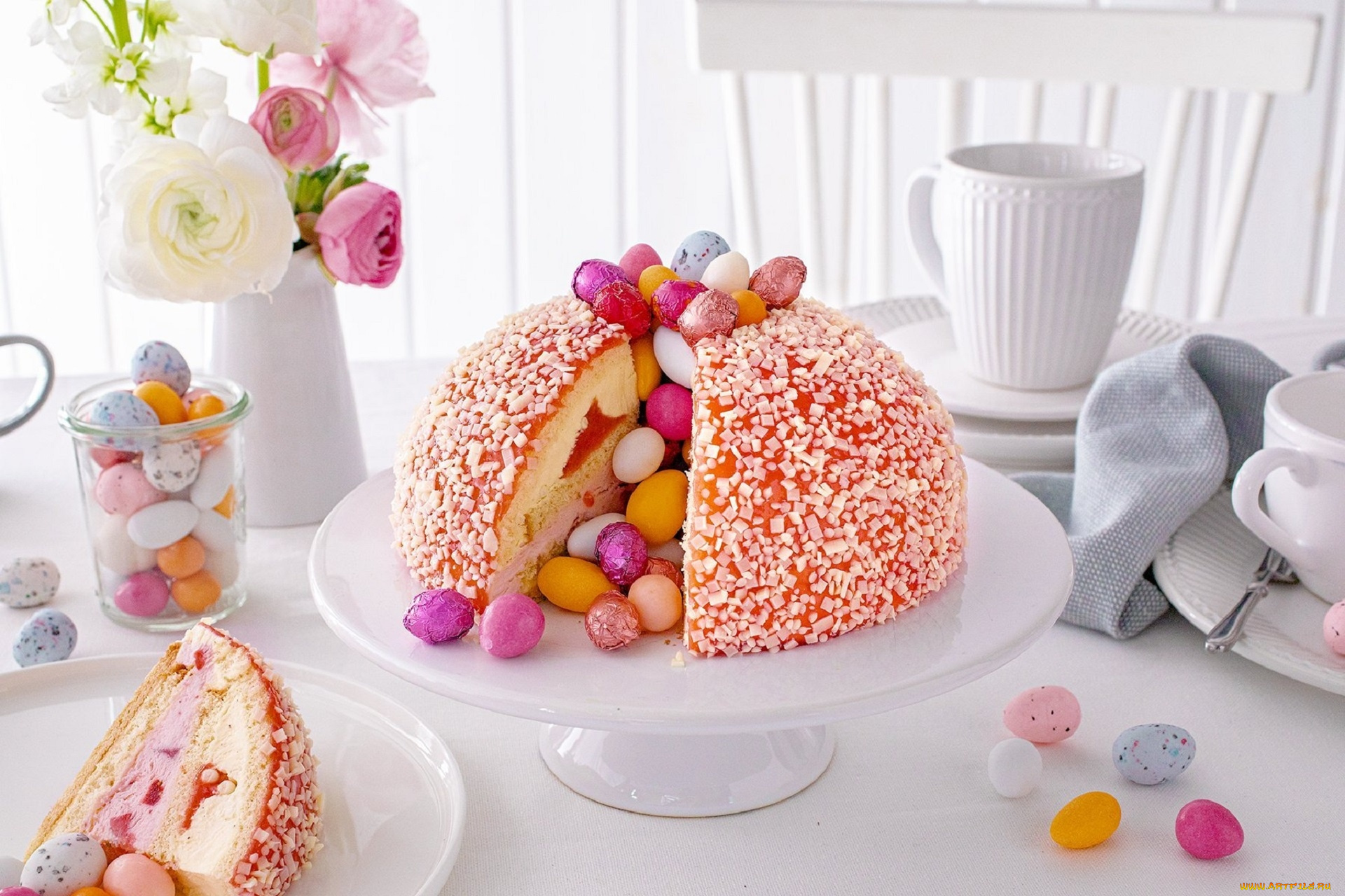 праздничные, пасха, букет, пирог, яйца, пасхальные