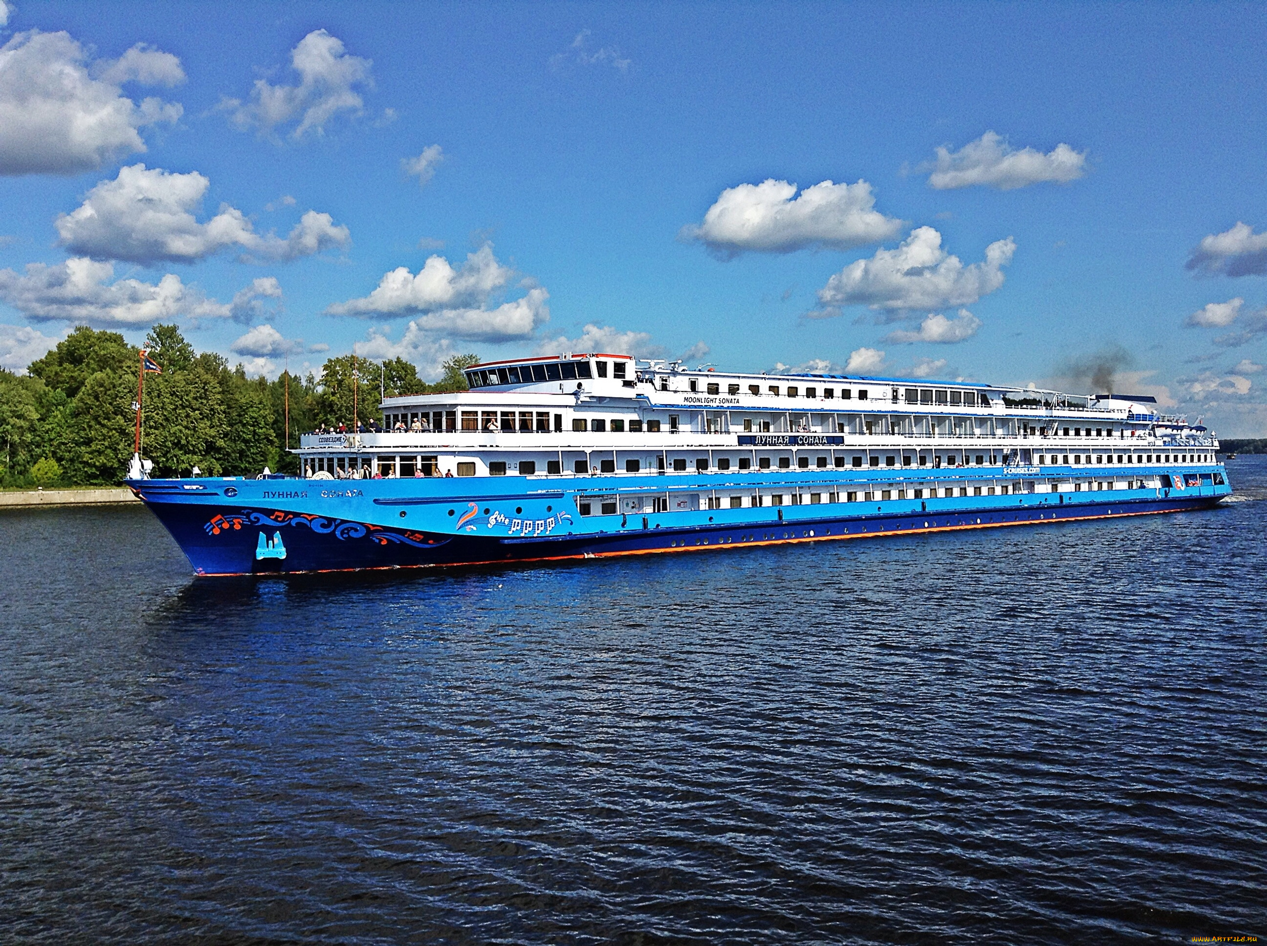 лунная, соната, корабли, теплоходы, лунная, соната, теплоход, река, круиз