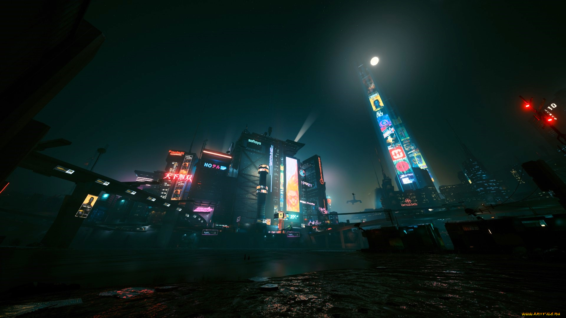 видео, игры, cyberpunk, 2077, город, ночь, огни