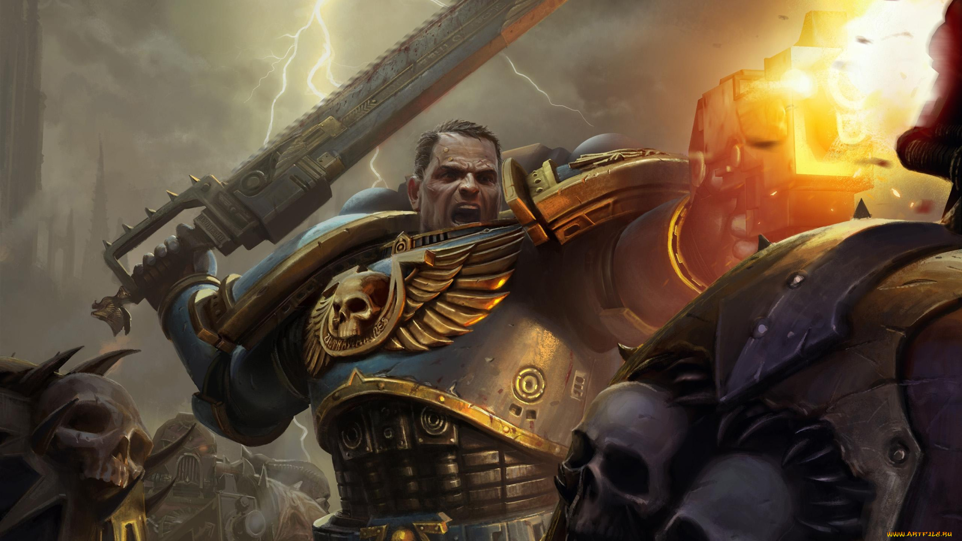 warhammer, 40, 000, space, marine, видео, игры, мужик, сражение, меч