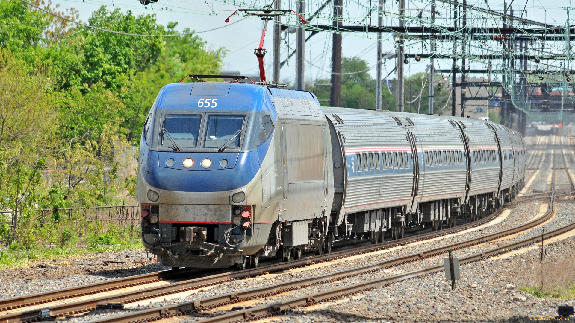 amtrak, техника, поезда, рельсы, контактные, электровоз, провода