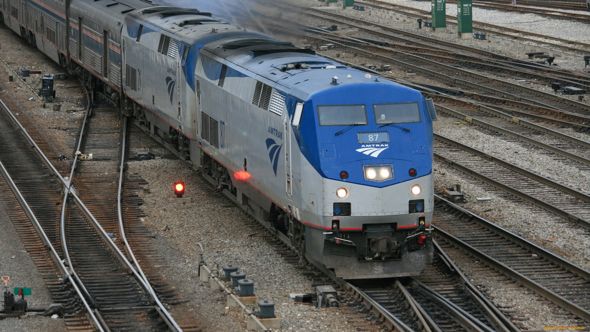 amtrak, техника, поезда, состав, пассажирский, рельсы, пути