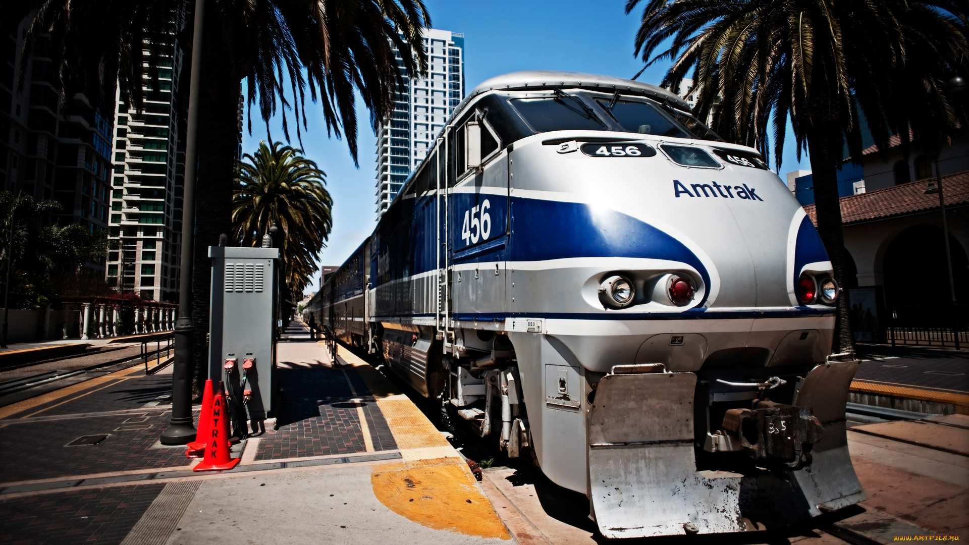 amtrak, техника, поезда, стоянка, поезд, город