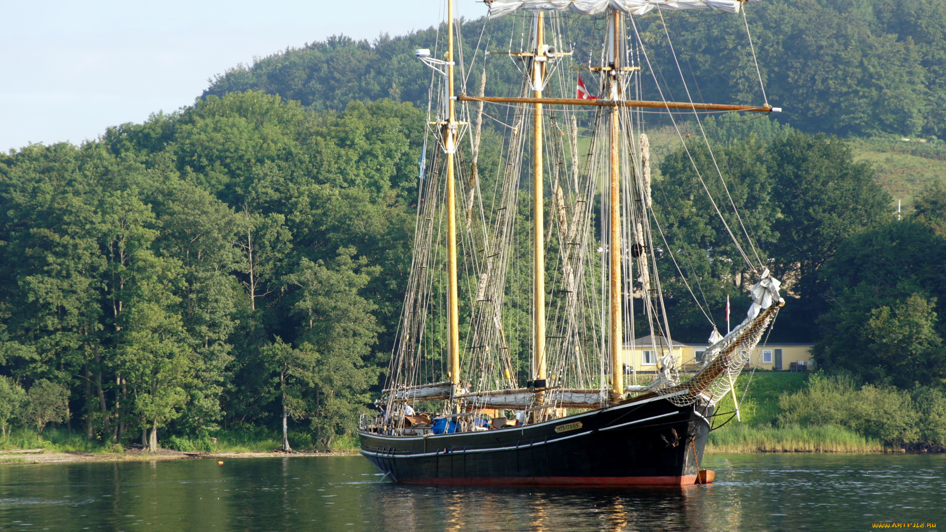 дания, albatros, корабли, парусники, парусник, берег