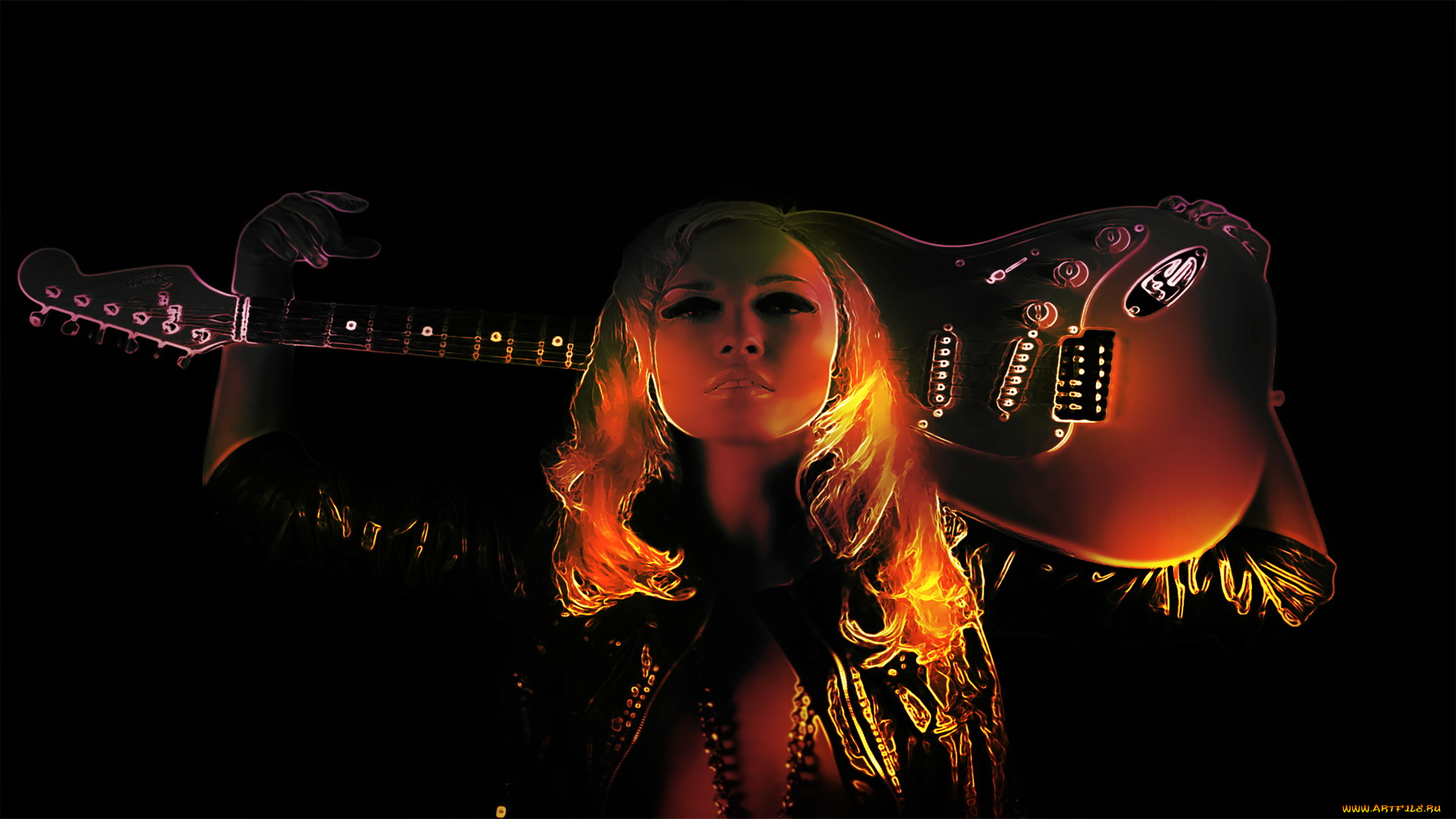 музыка, другое, гитара, девушка