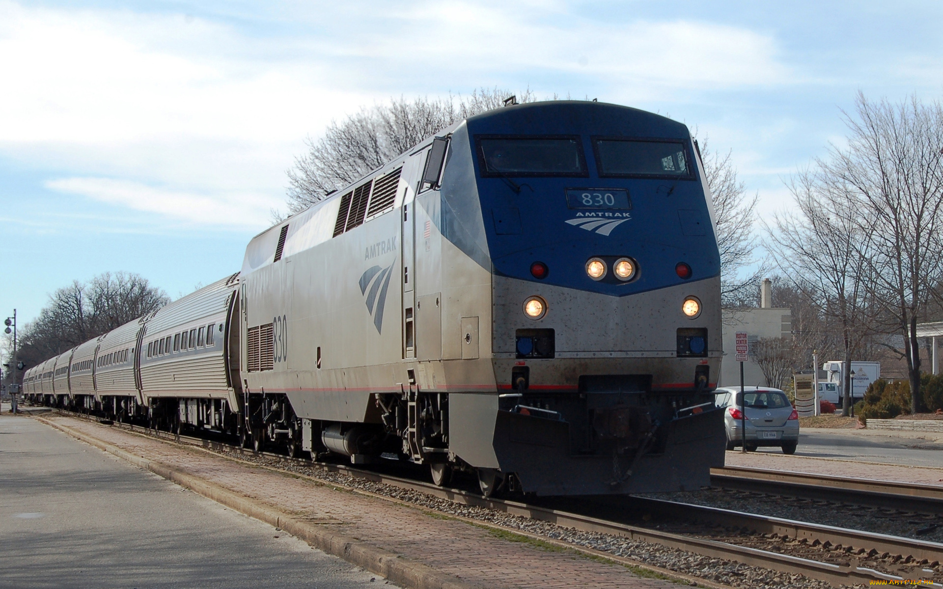 amtrak, техника, поезда, пассажирский, состав, полустанок, рельсы