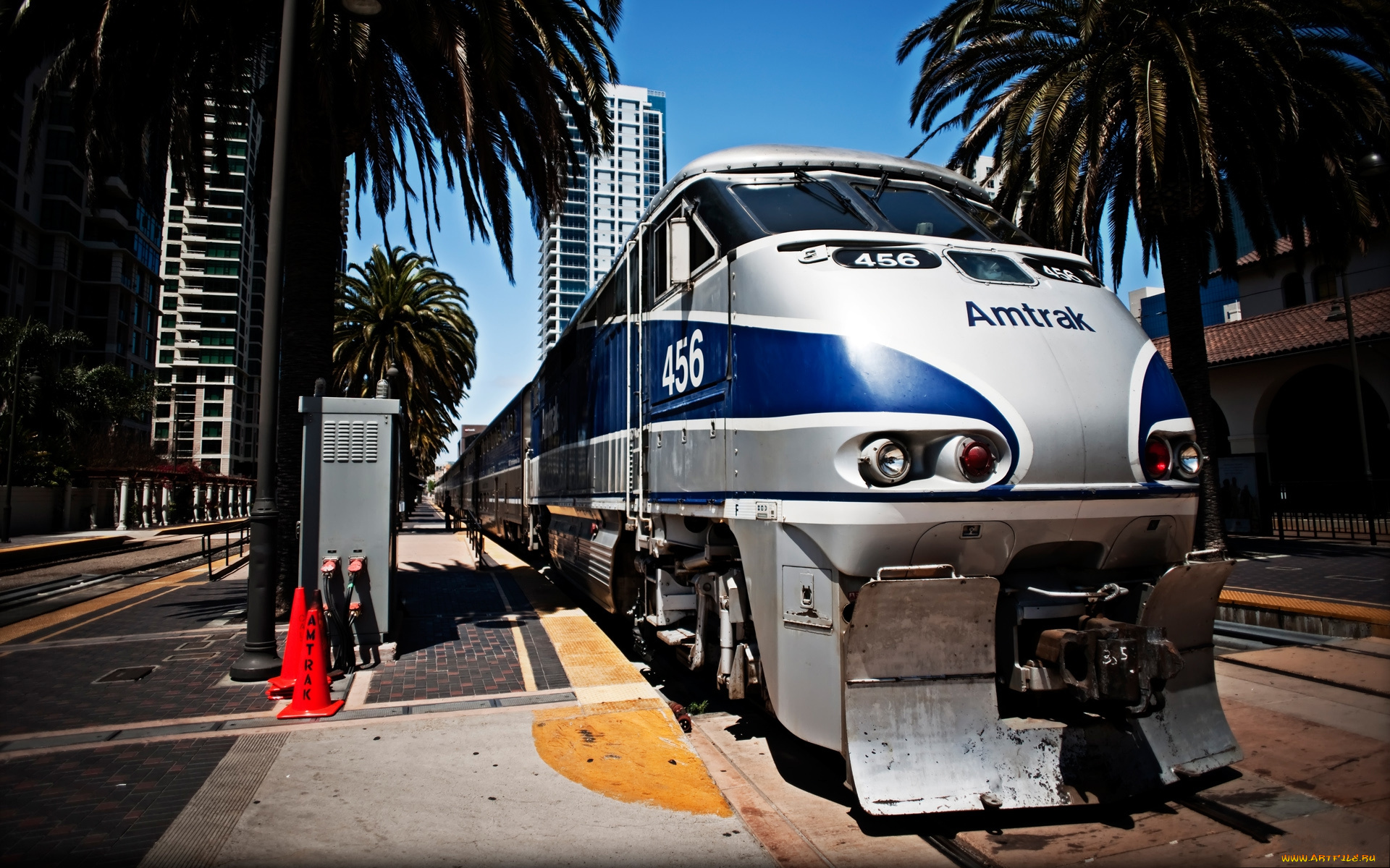 amtrak, техника, поезда, стоянка, поезд, город