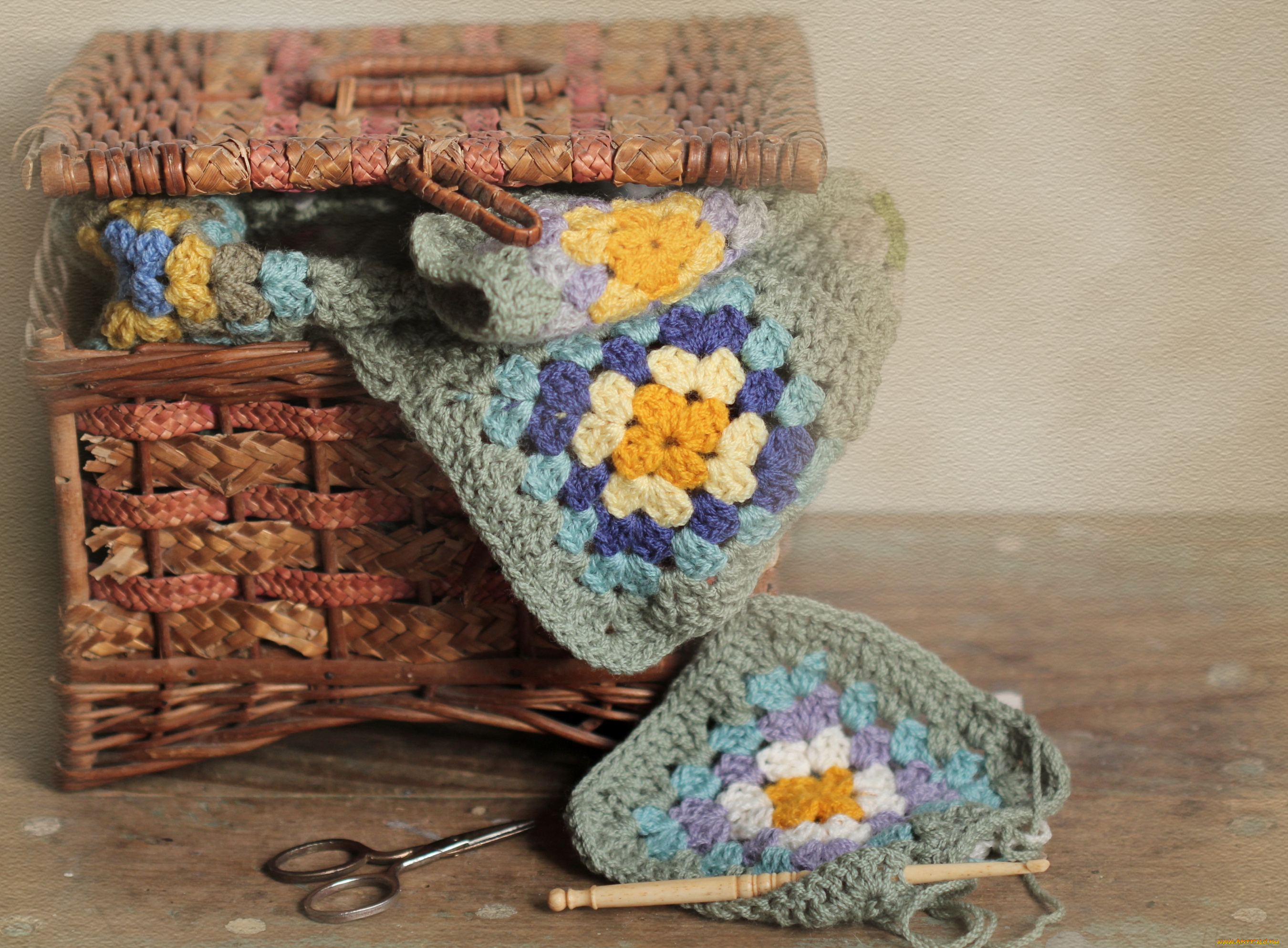 разное, ремесла, поделки, рукоделие, ножницы, вязание, крючок, корзинка
