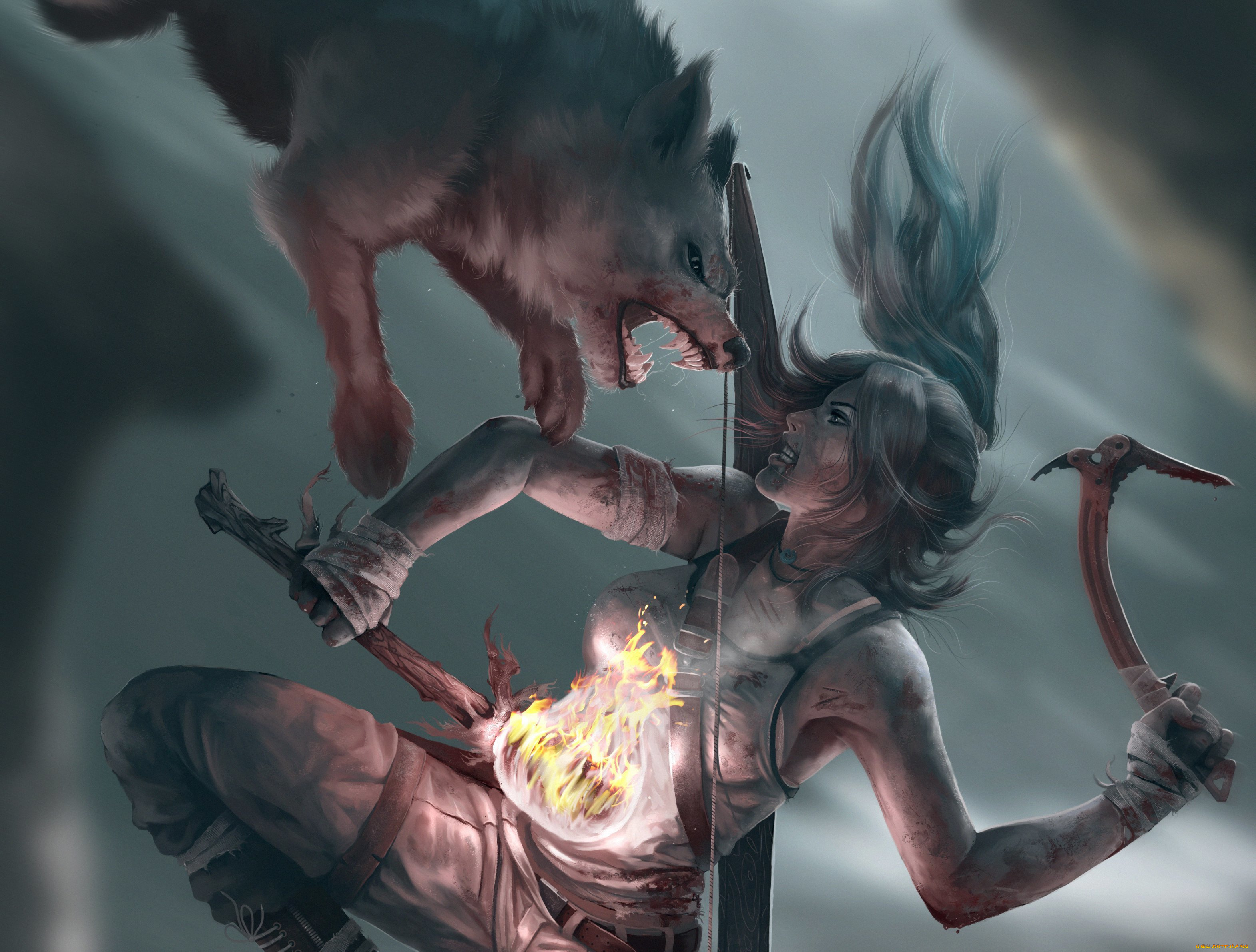 видео, игры, tomb, raider, 2013, факел, волк, девушка