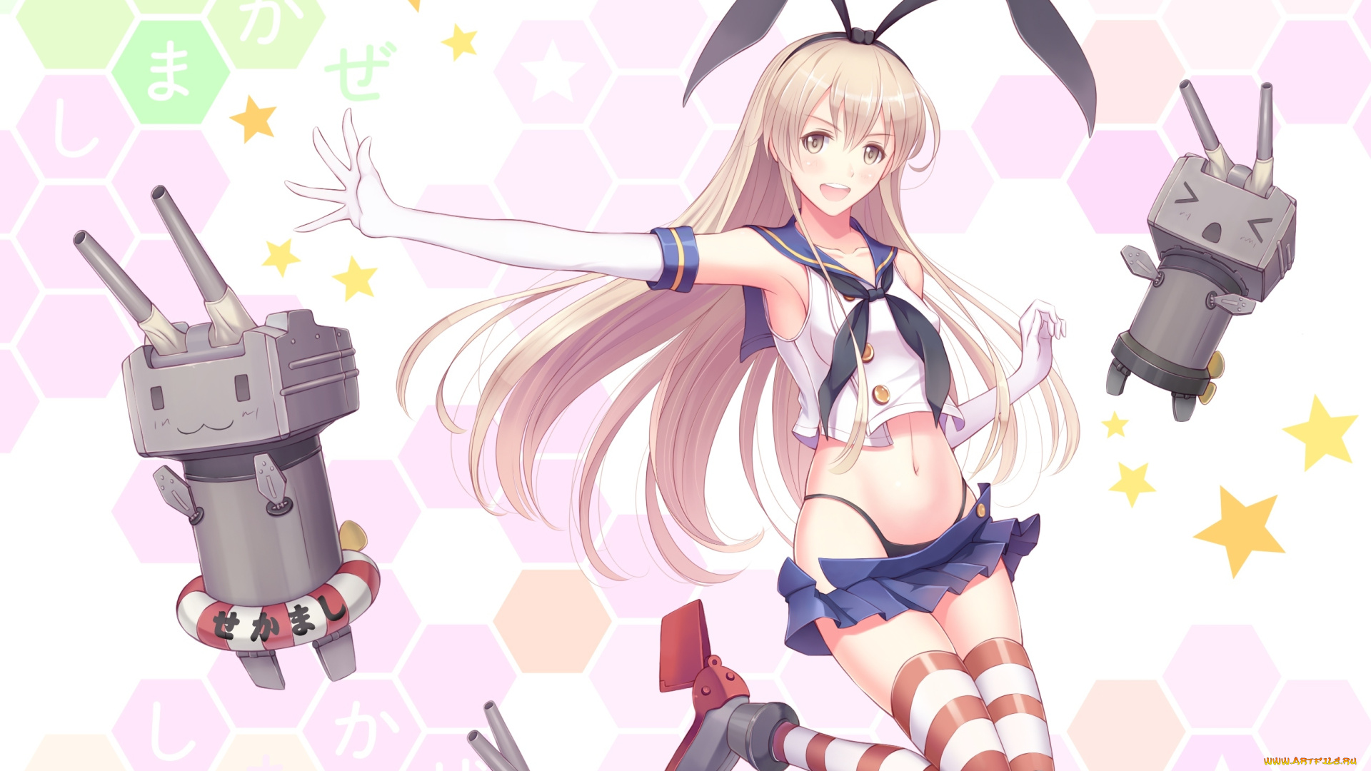 аниме, -weapon, , blood, &, technology, роботы, девушка, ltt, challenger, shimakaze, destroyer, art, матроска, трусики, взгляд, радость, жест, kantai, collection