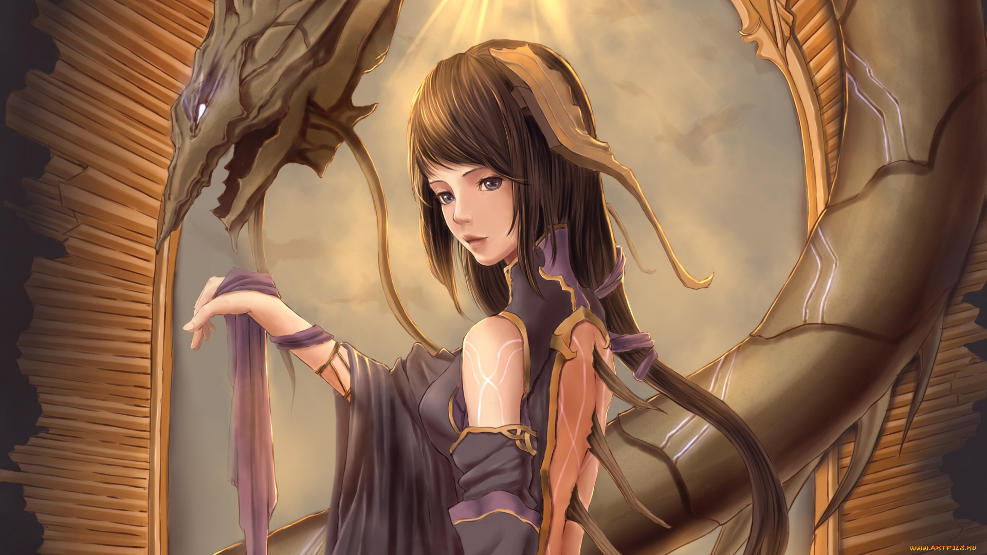 аниме, *unknown, , другое, sunday-zjy, арт, шипы, ткань, свет, змей, девушка