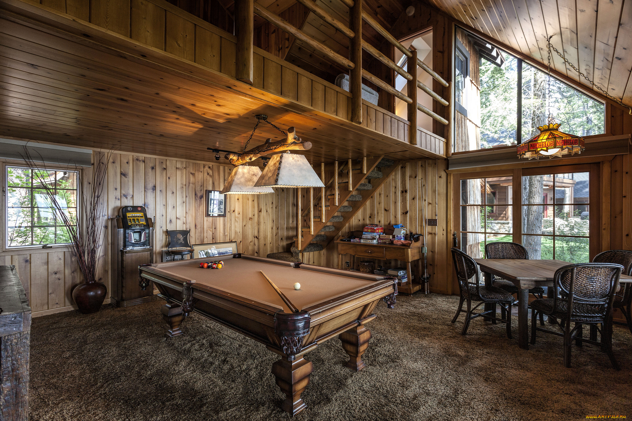 интерьер, бильярдная, бильярд