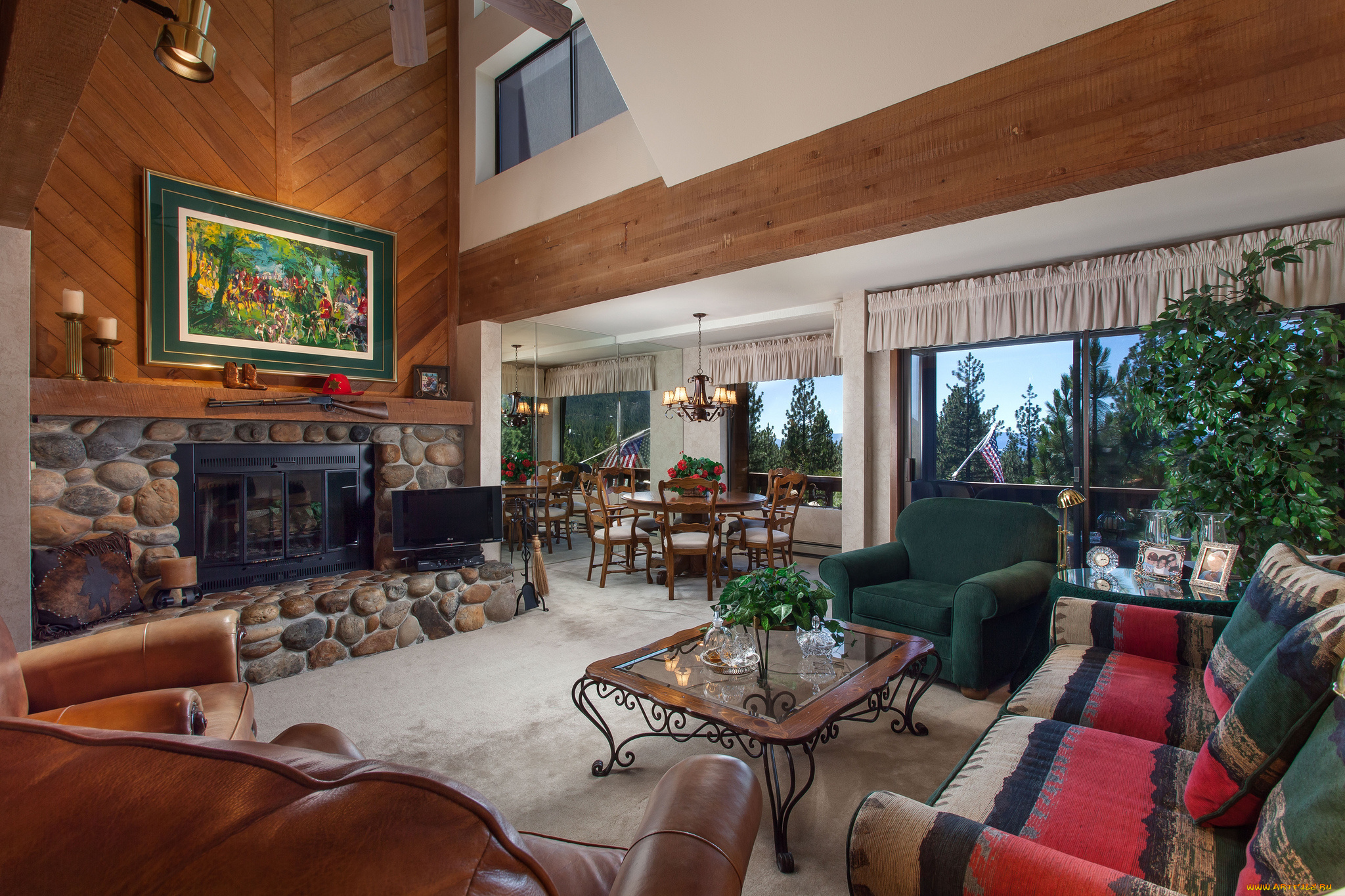 интерьер, гостиная, камин