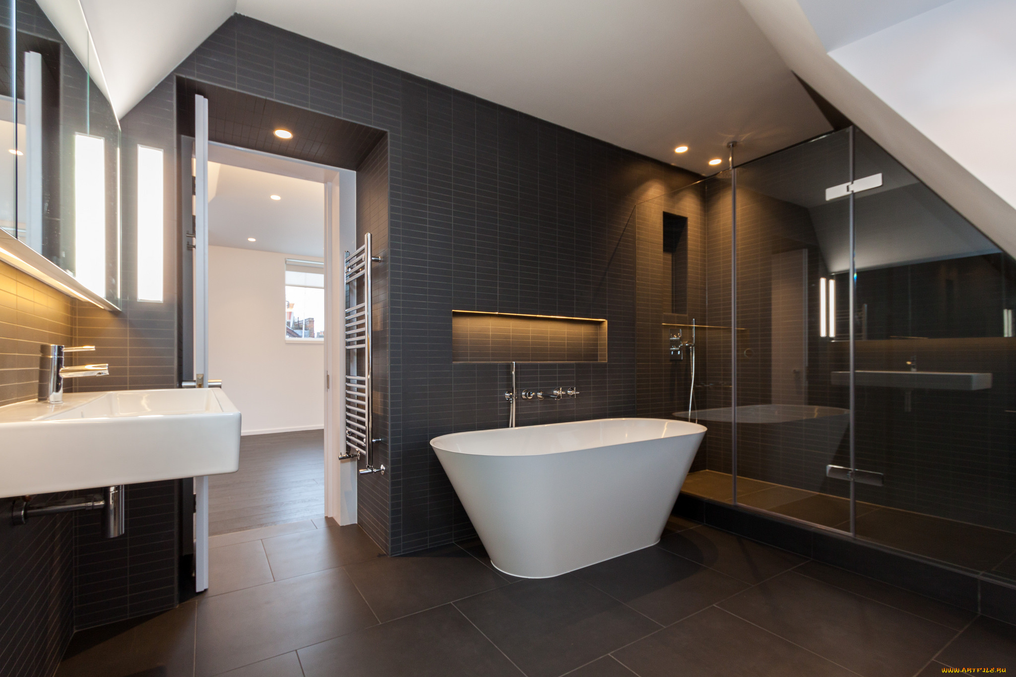 интерьер, ванная, и, туалетная, комнаты, ванна