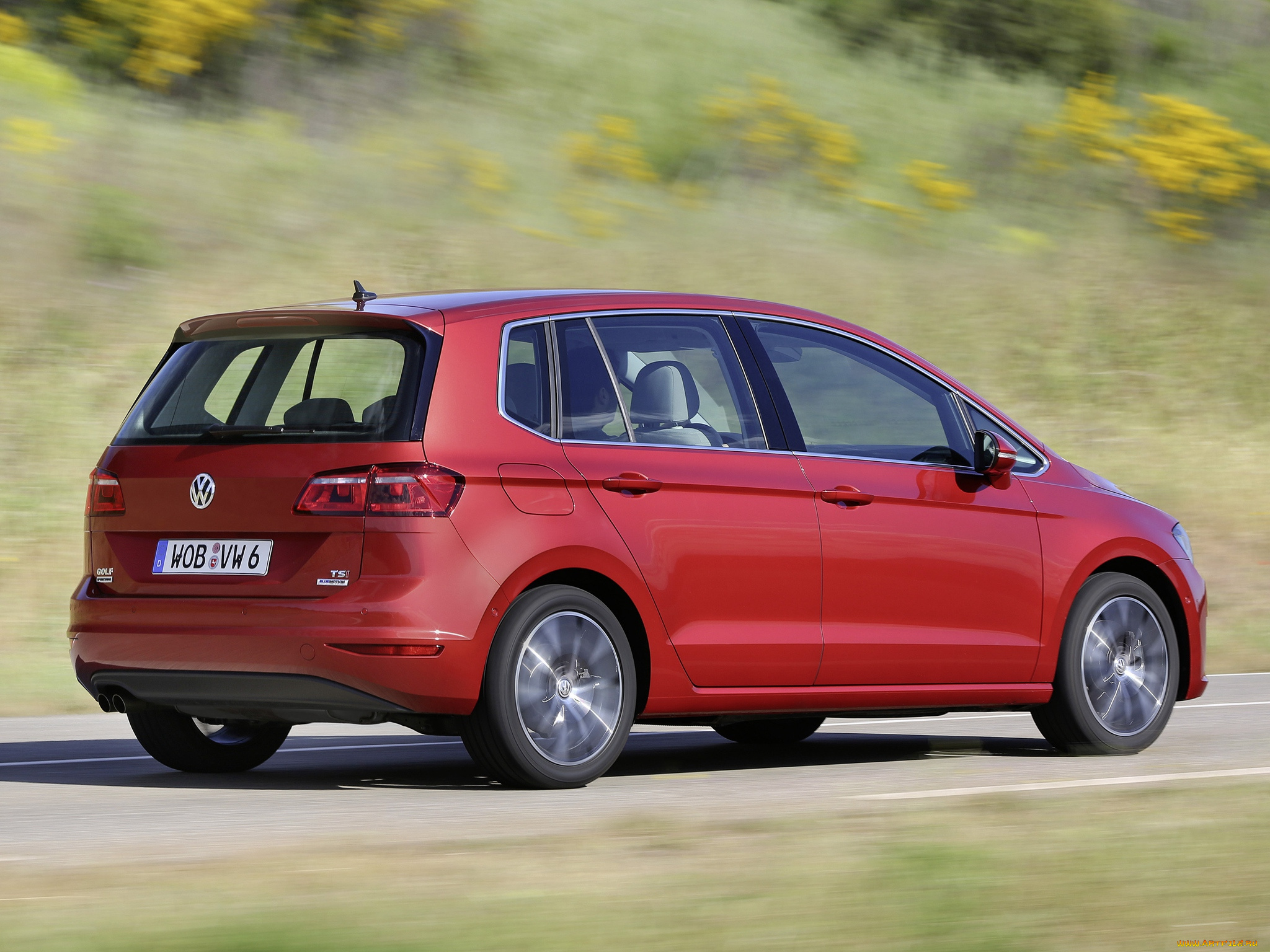 автомобили, volkswagen, 2014г, tsi, sportsvan, golf, красный