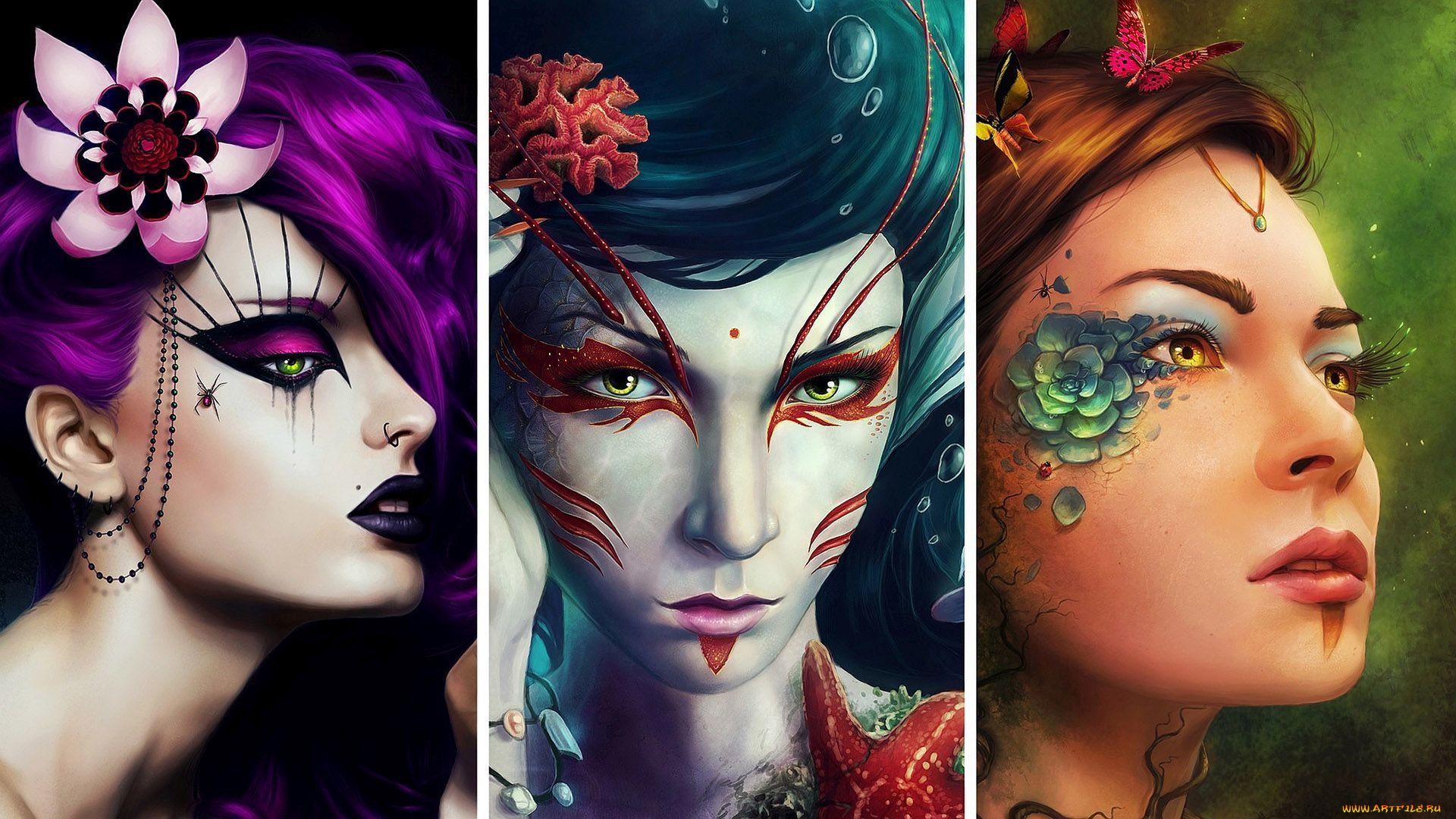 фэнтези, девушки, взгляд, фон, лицо