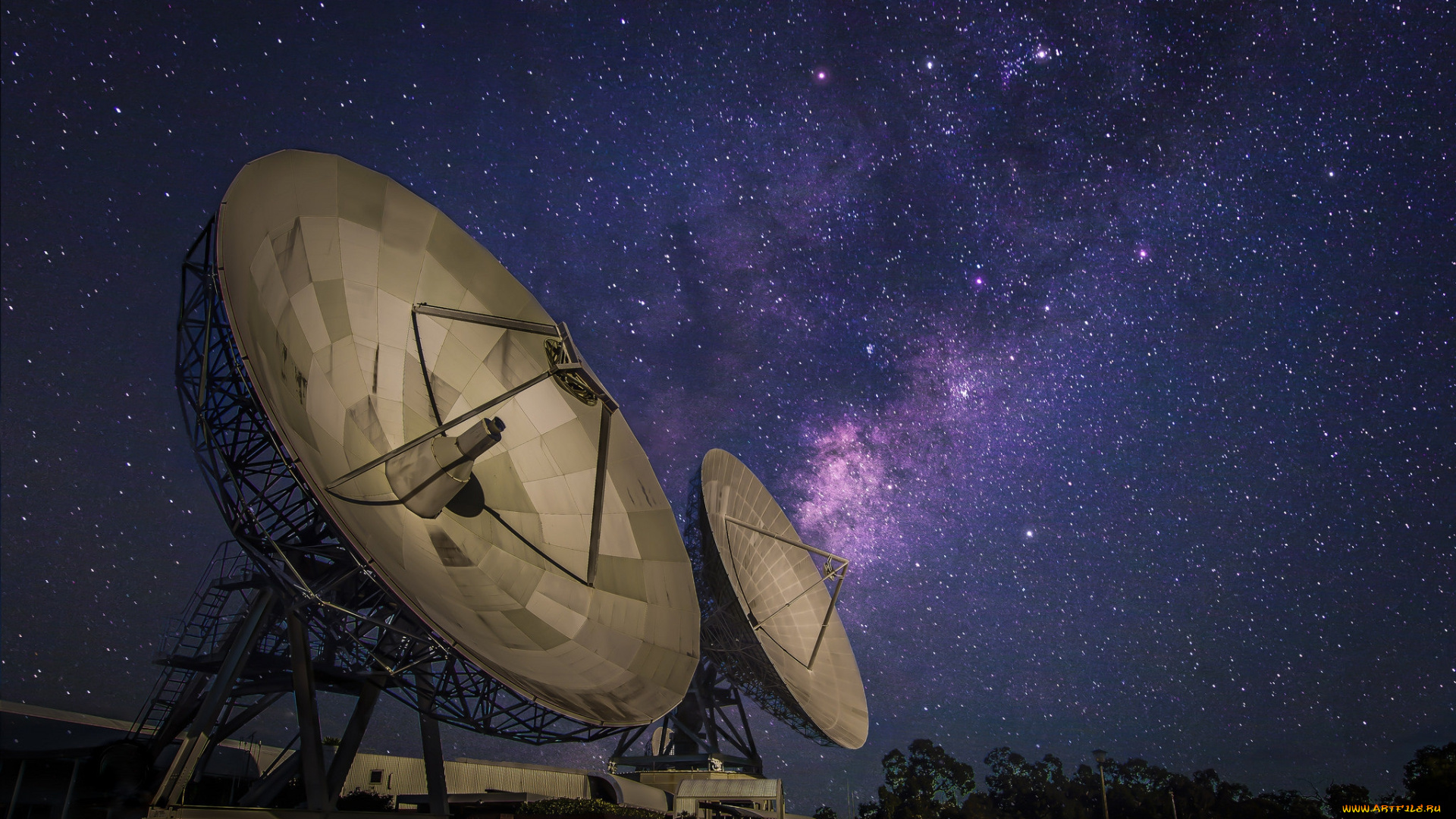космос, разное, другое, звезды, ночь, радиотелескоп