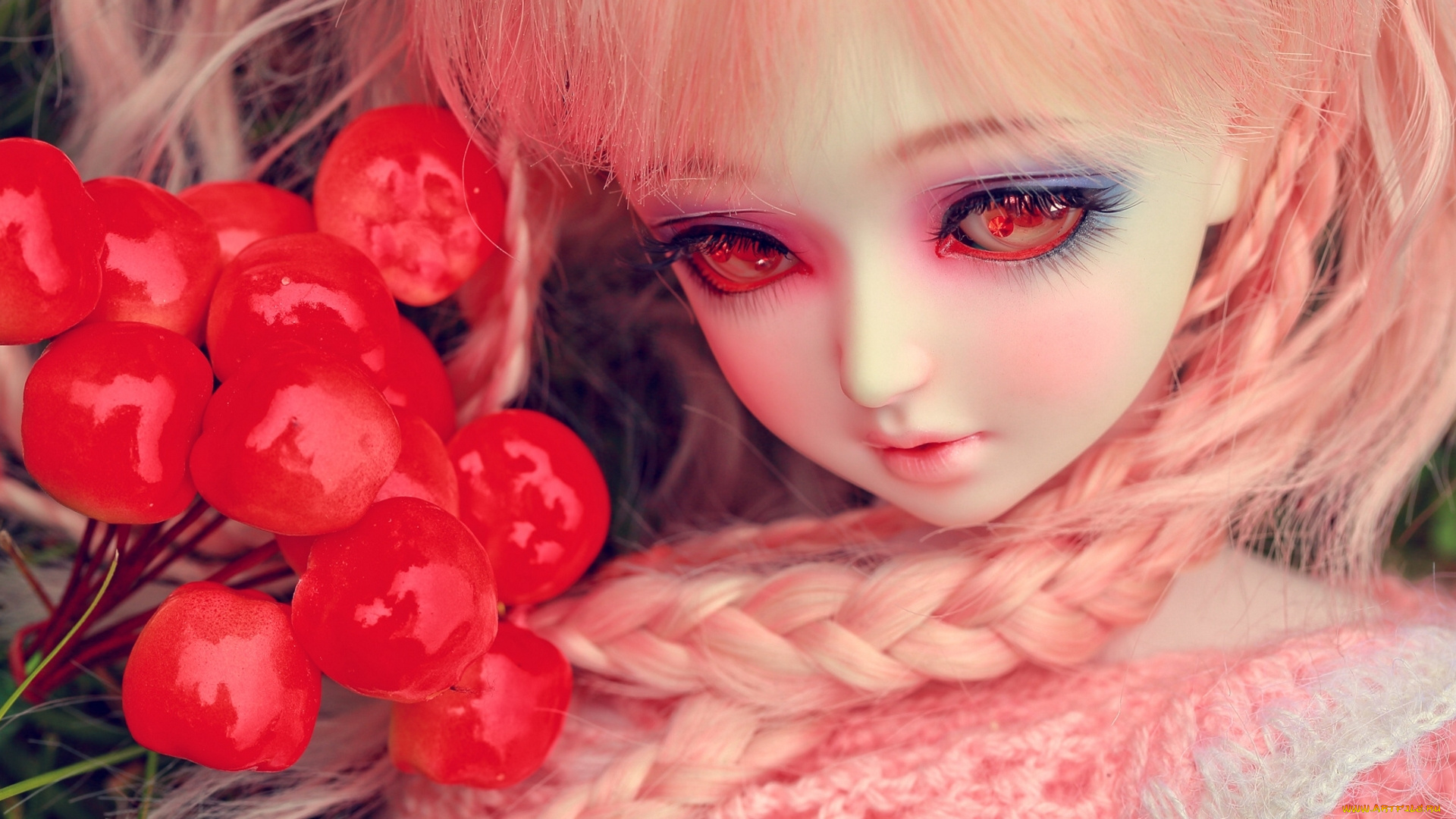 разное, игрушки, игрушка, кукла, косички, глаза, ягоды