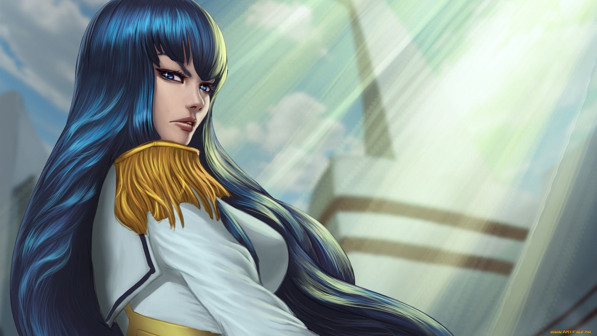 рисованное, люди, девушка, взгляд, фон, волосы