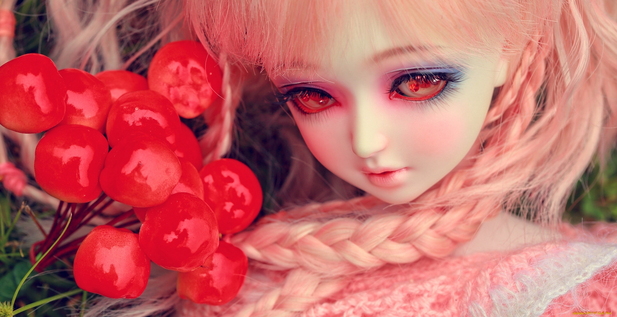разное, игрушки, игрушка, кукла, косички, глаза, ягоды