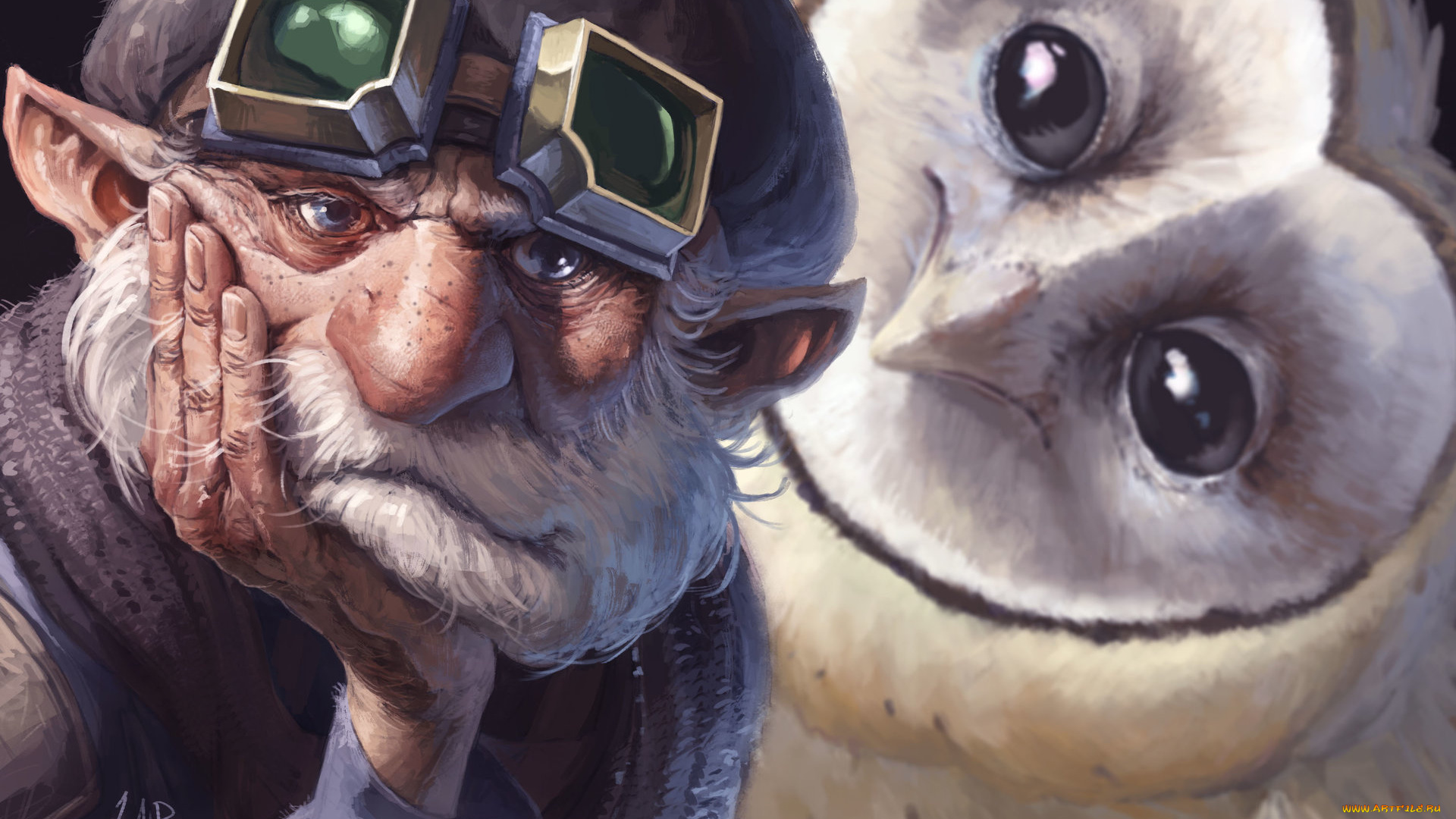 фэнтези, существа, сова, гном