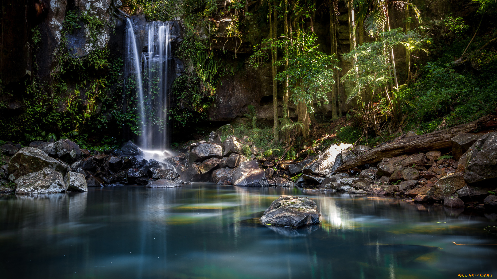 природа, водопады, водопад, река, лес