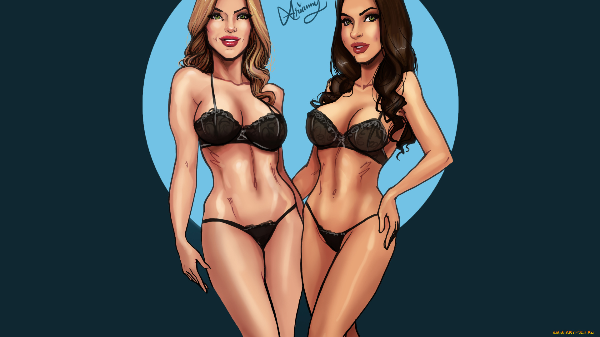 рисованное, люди, бельё, взгляд, имя, девушки, фон