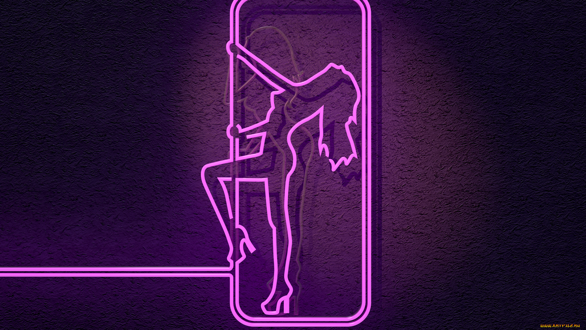 рисованное, минимализм, wall, female, figure, girl, neon, lights, fluorescent