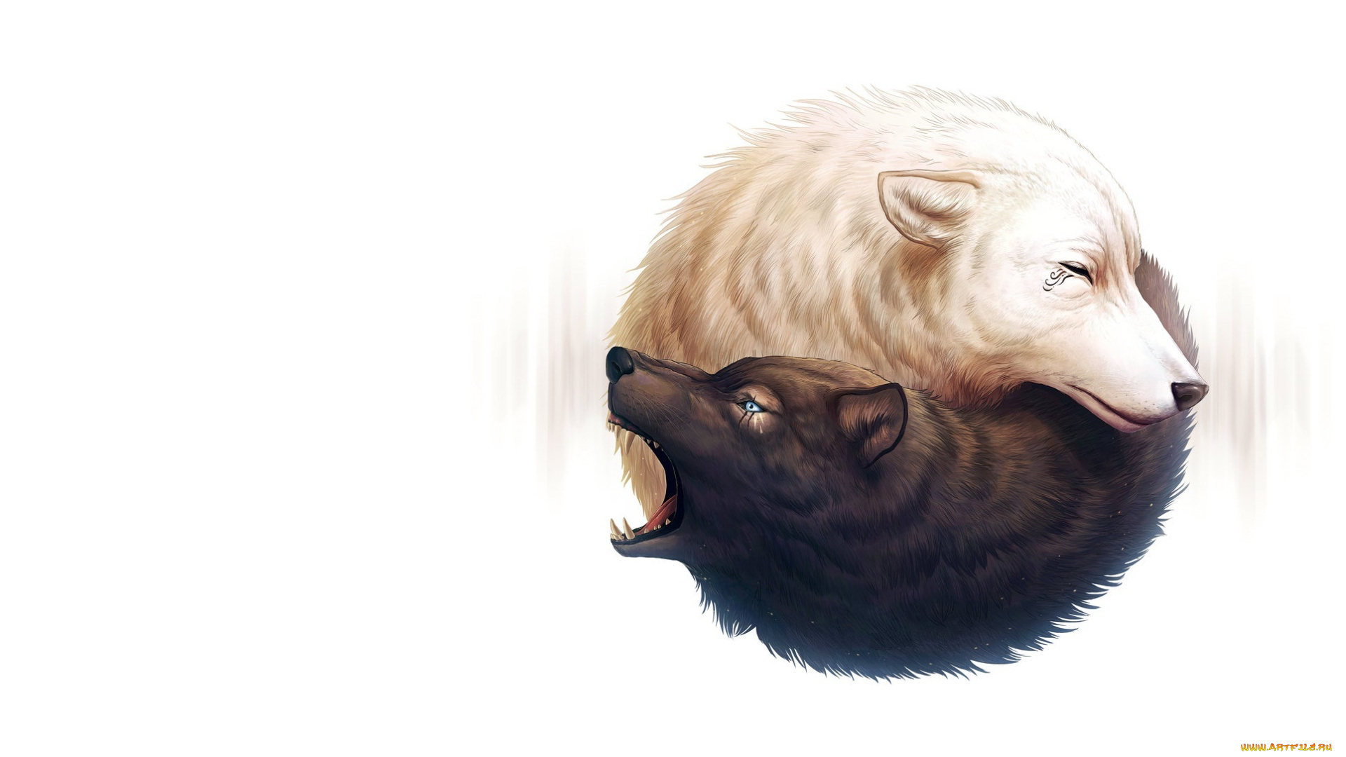 рисованное, животные, , волки, волки