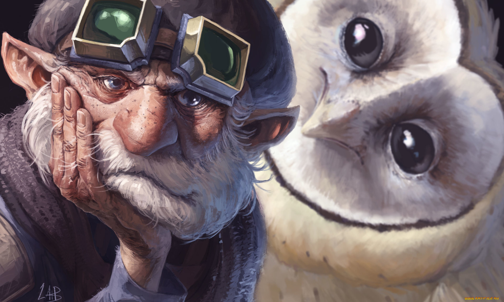 фэнтези, существа, сова, гном