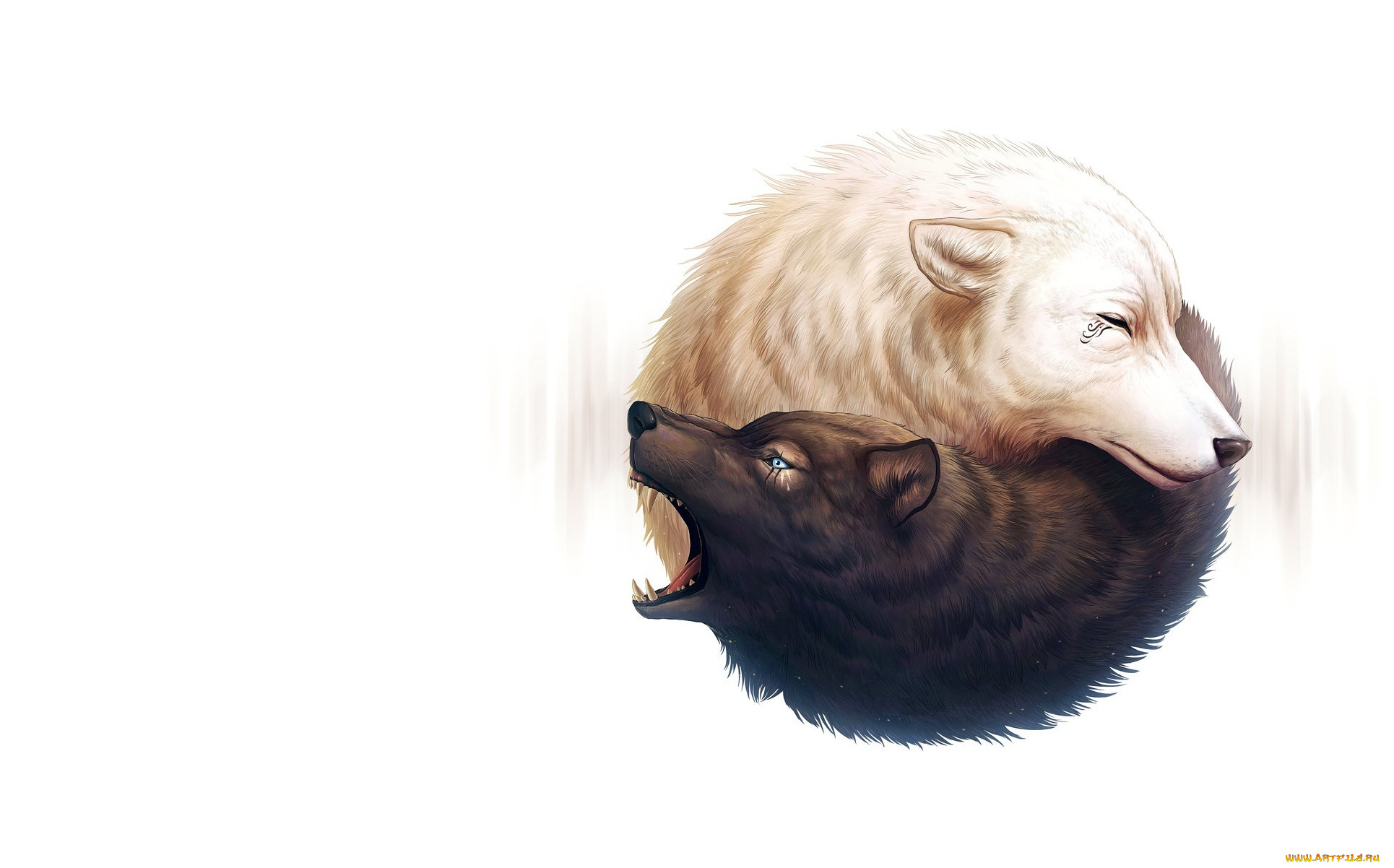 рисованное, животные, , волки, волки