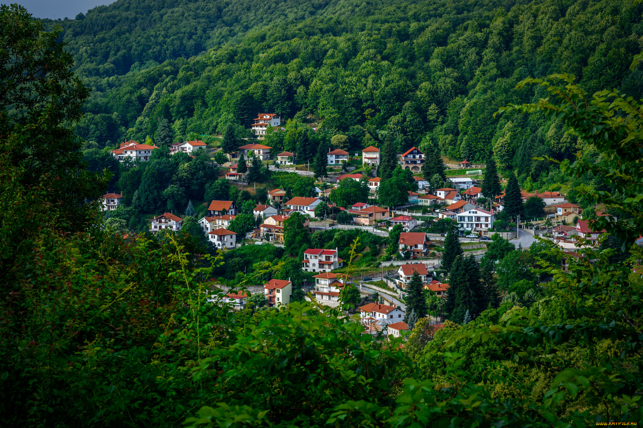 города, -, пейзажи, поселок, лес, горы