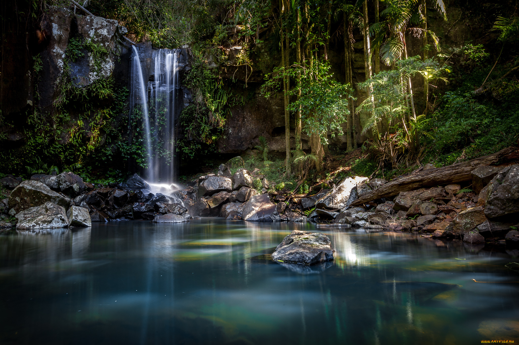 природа, водопады, водопад, река, лес