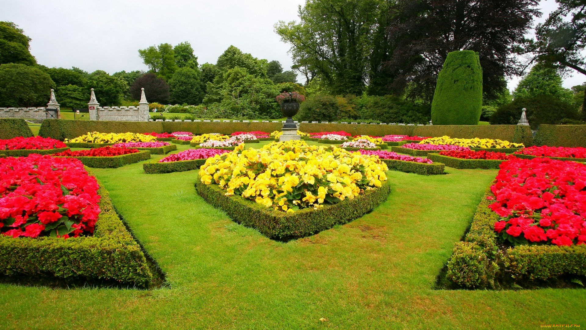 англия, природа, парк, деревья, газоны, цветы