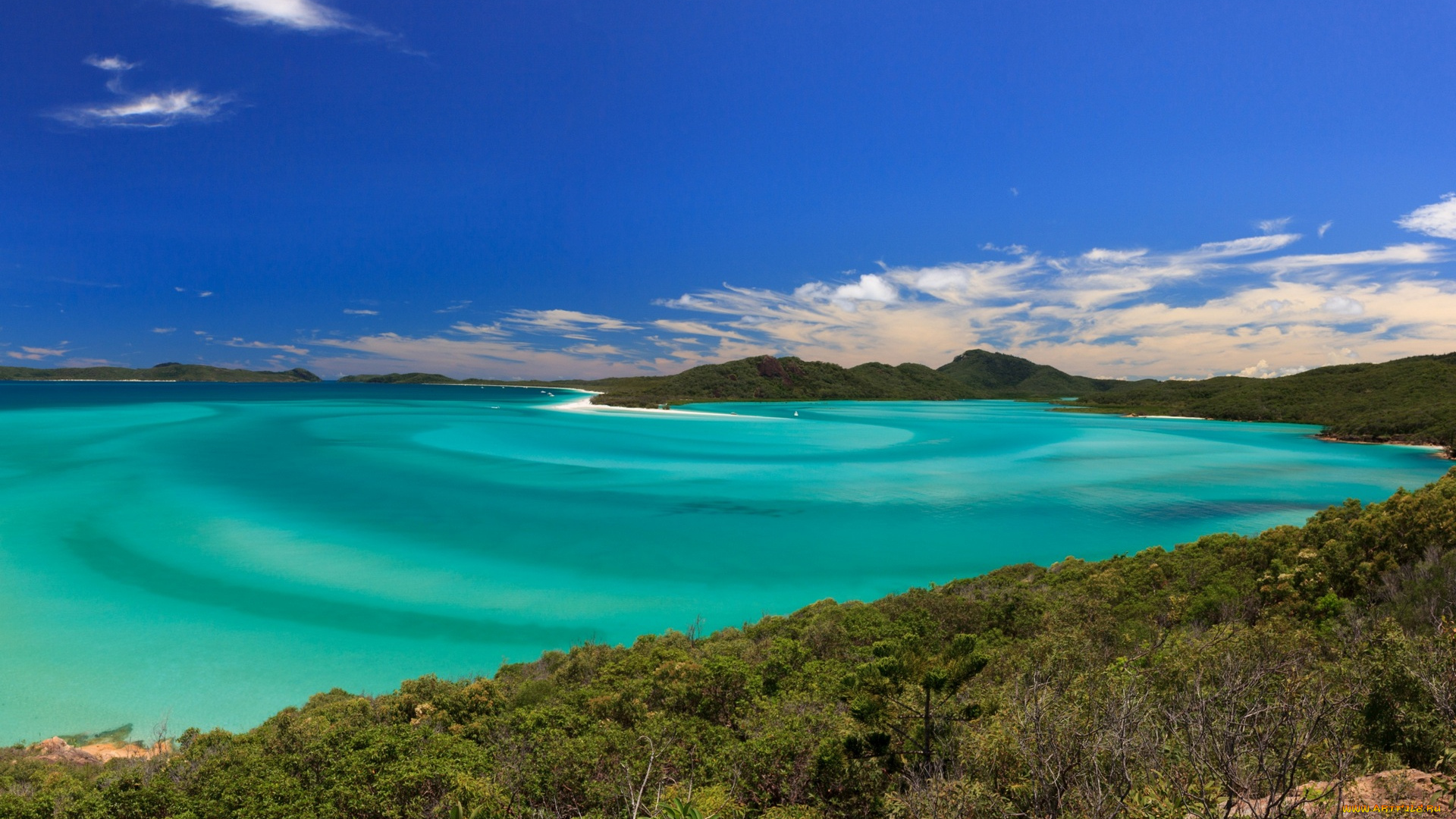 австралия, природа, побережье, облака, деревья, водоем