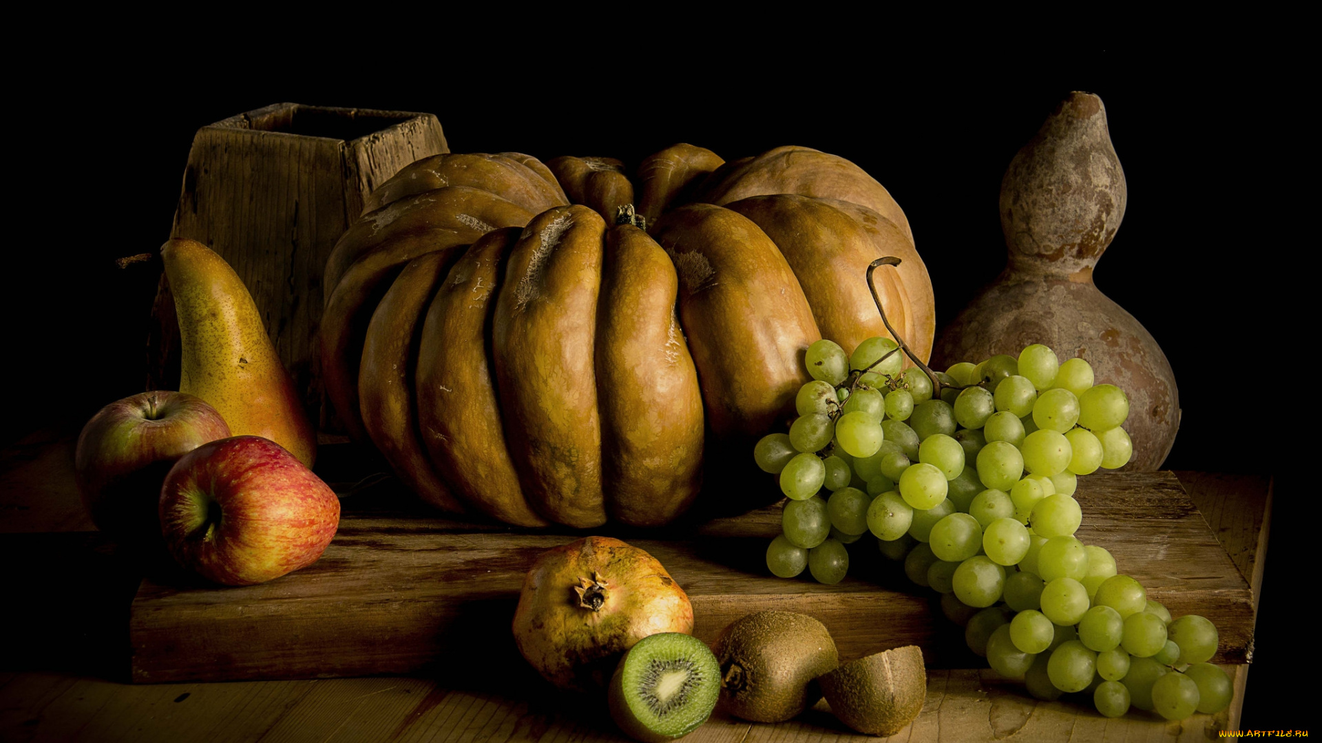 еда, фрукты, и, овощи, вместе, снедь