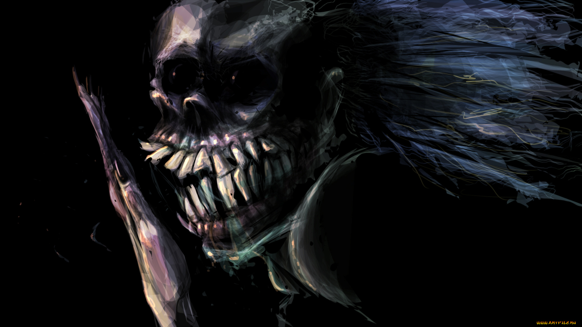 фэнтези, нежить, зубы, существо, фон