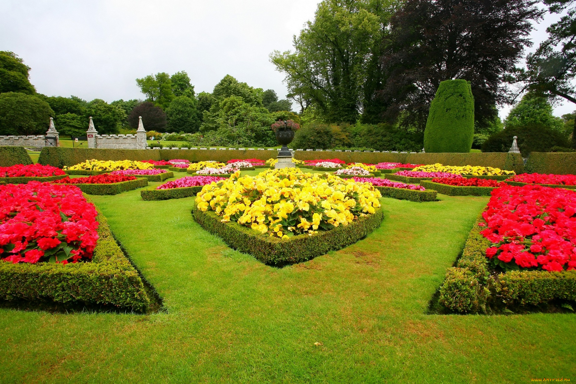 англия, природа, парк, деревья, газоны, цветы