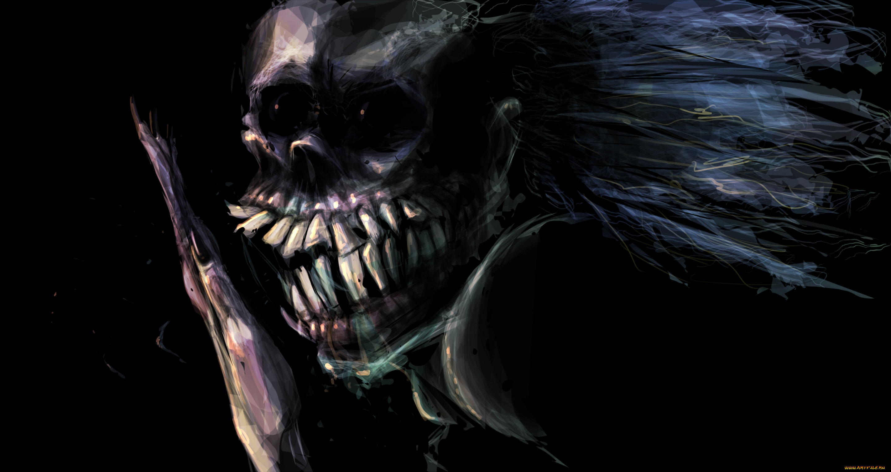 фэнтези, нежить, зубы, существо, фон