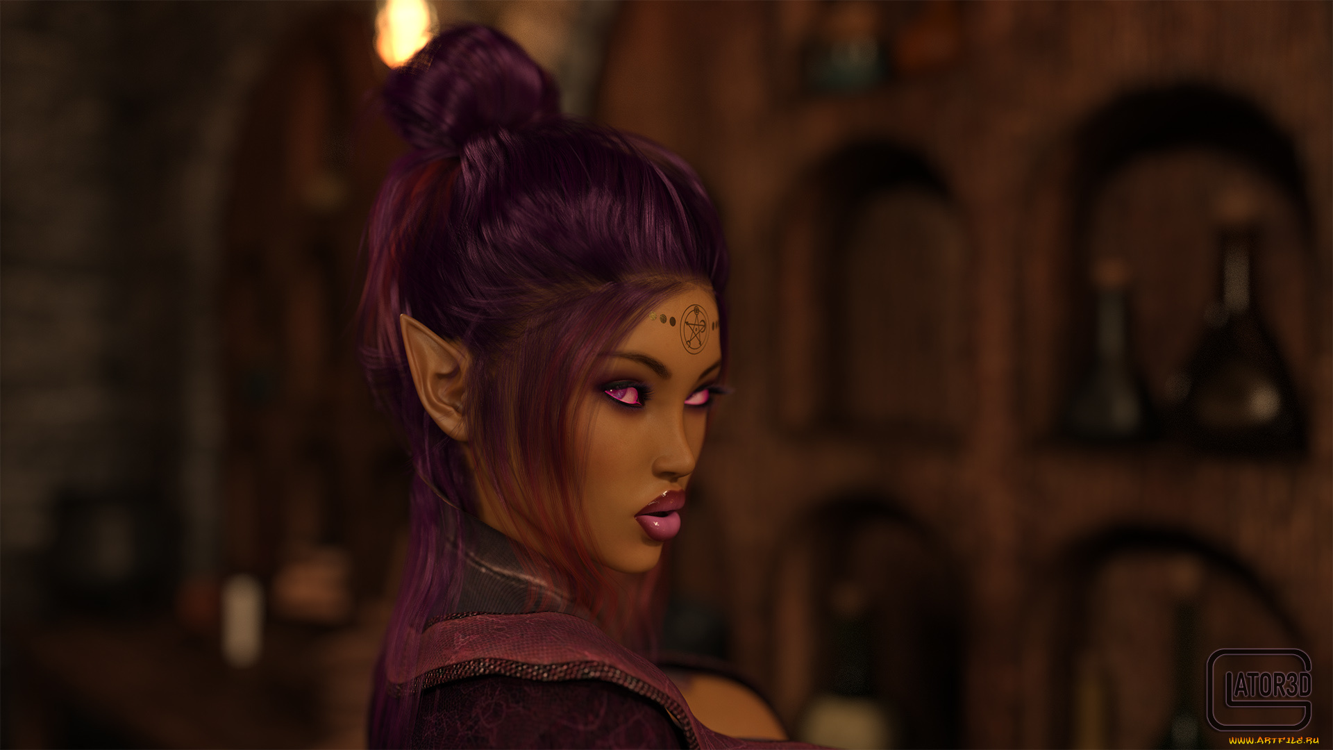 3д, графика, эльфы, , elves, взгляд, фон, эльфийка