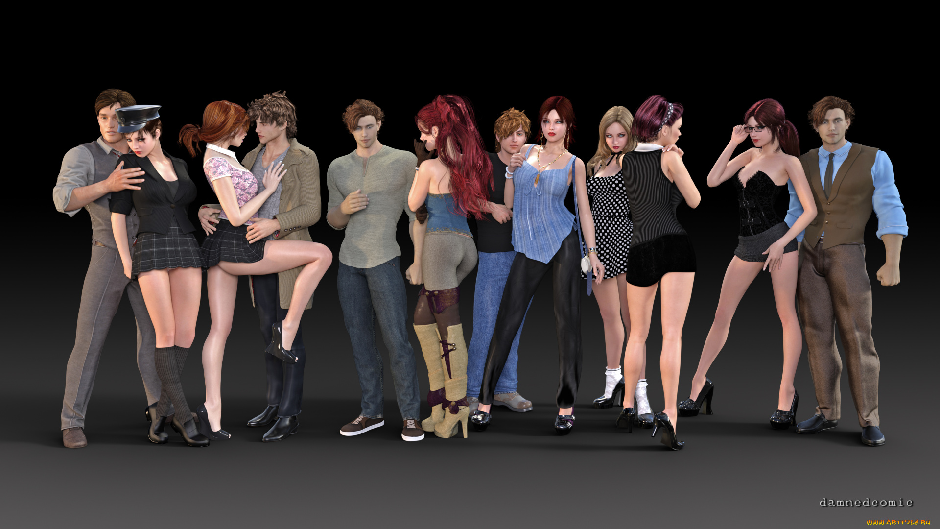 3д, графика, люди, , people, фон, взгляд, девушки