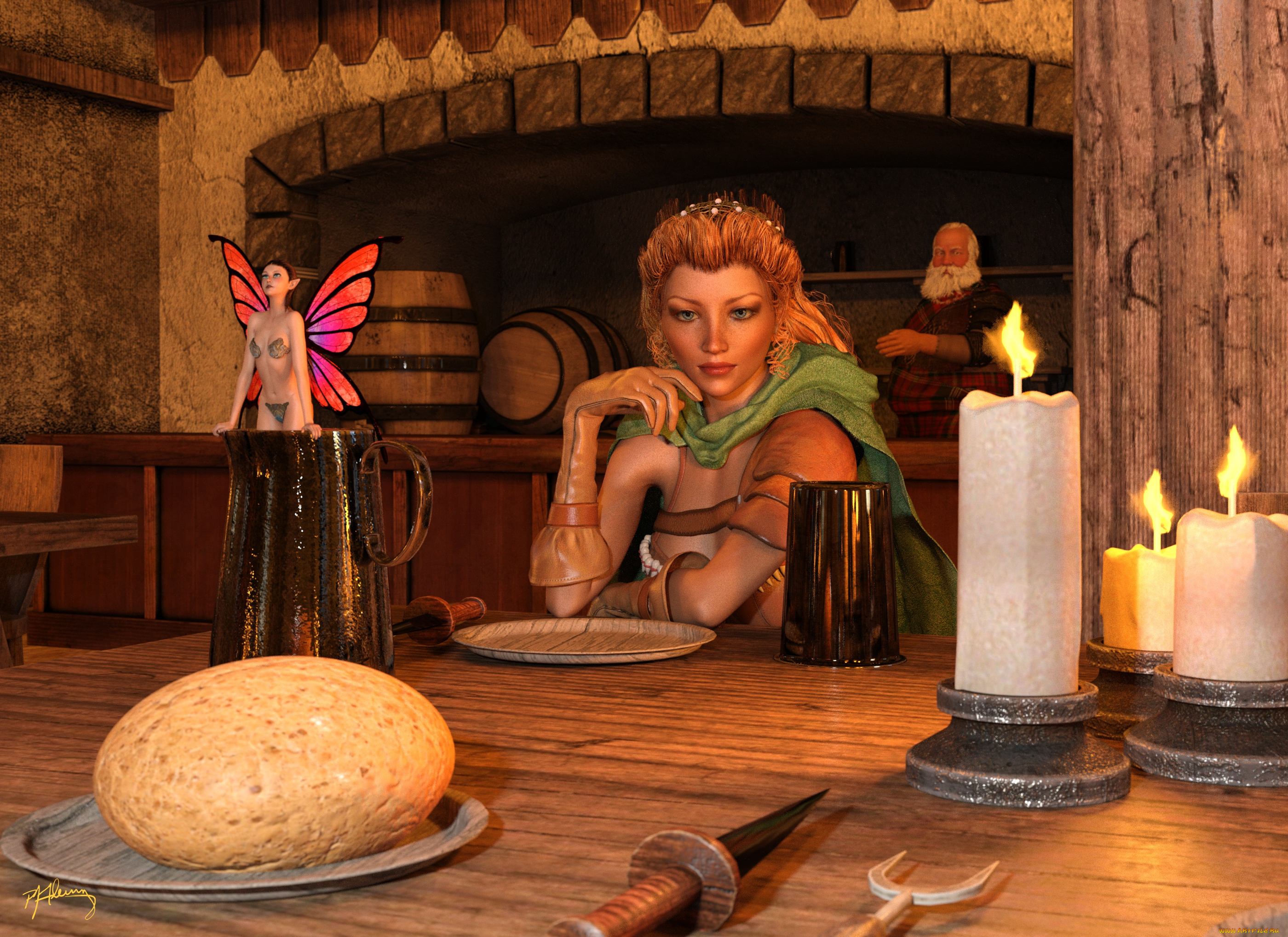 3д, графика, фантазия, , fantasy, фон, взгляд, девушка